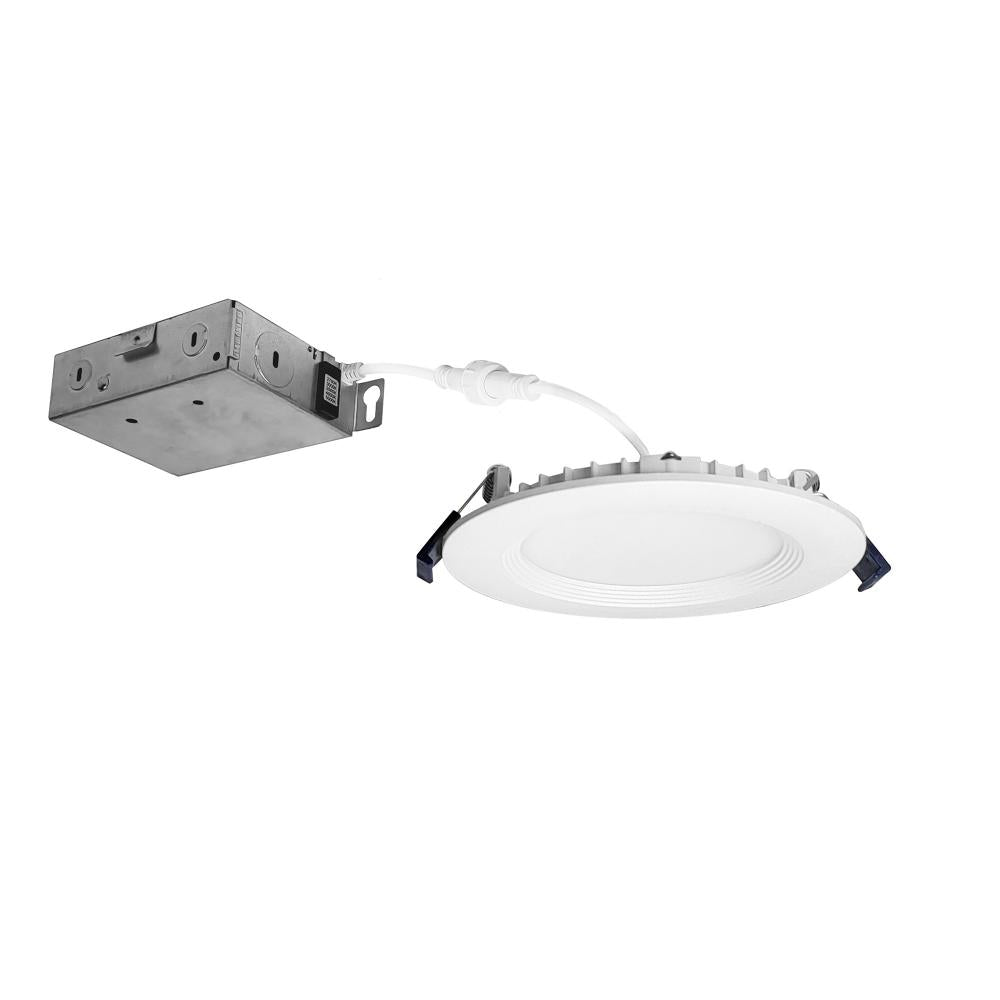 Nora Lighting NCSC-R4W2TWMPW 4 Contractor Series Can-less LED Wafer Downlight with Regressed Baffle, Selectable CCT, Matte Powder White (12-Pack)