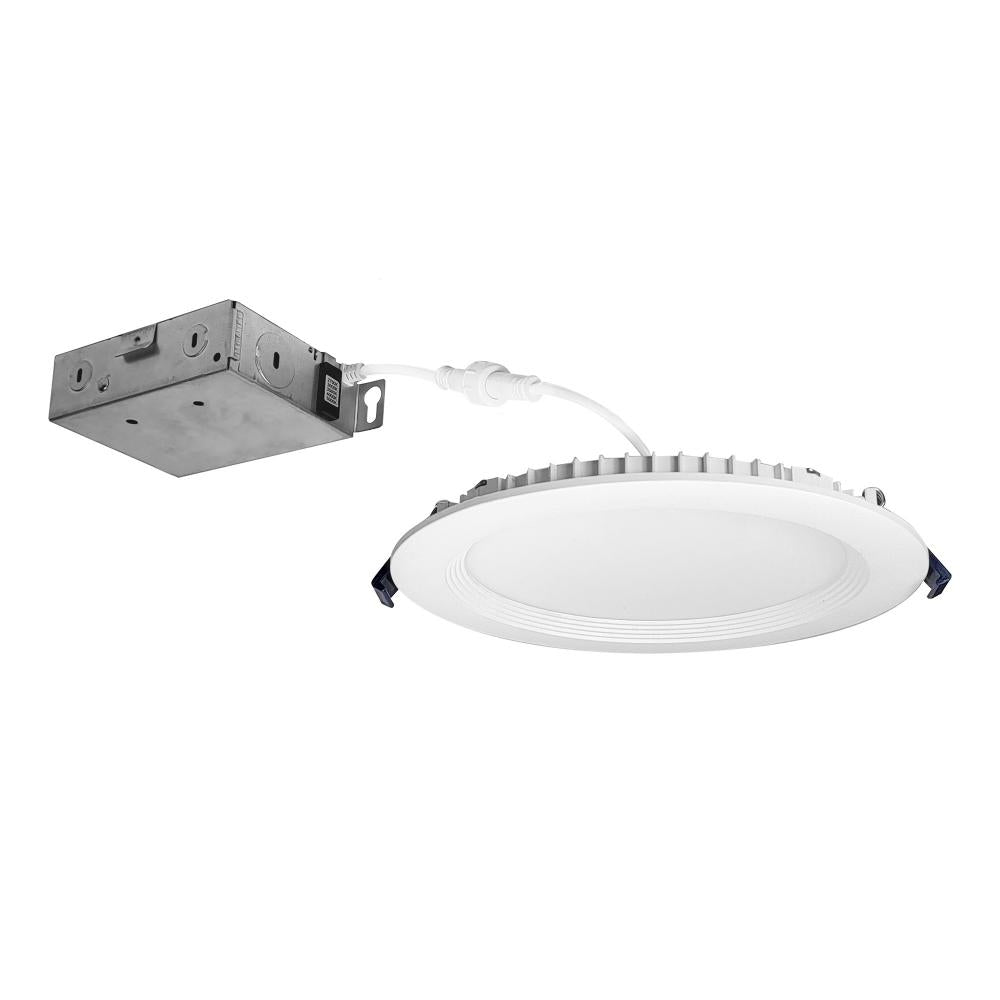 Nora Lighting NCSC-R6W2TWMPW 6 Contractor Series Can-less LED Wafer Downlight with Regressed Baffle, Selectable CCT, Matte Powder White (12-Pack)