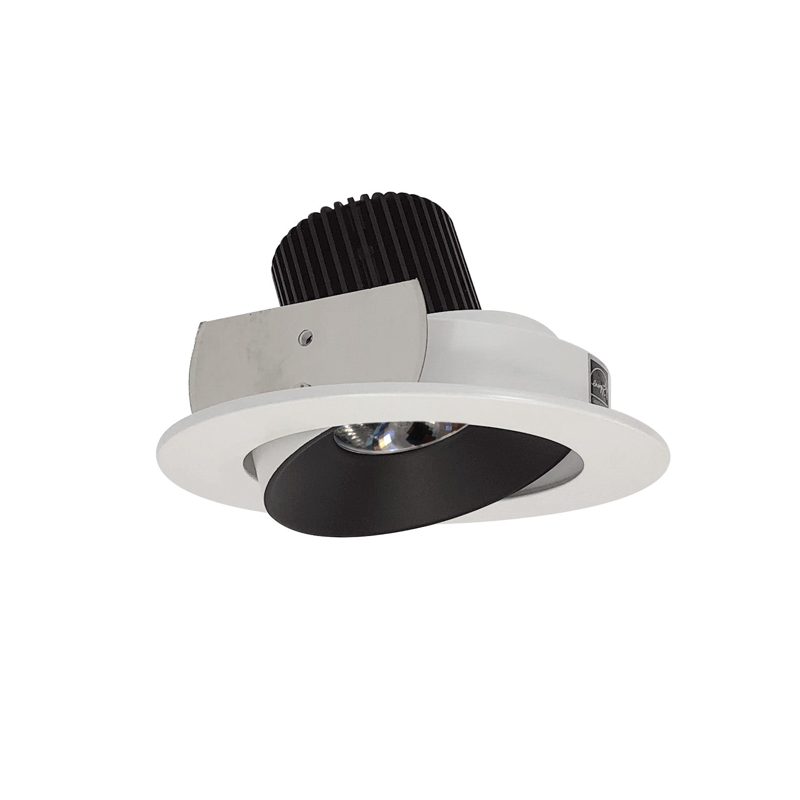 Nora Lighting NIO-4RC27QBW - Recessed - 4 Inch Iolite LED Round Adjustable Cone Reflector, 10-Degree Optic, 800lm / 12W, 2700K, Black Reflector / White Flange