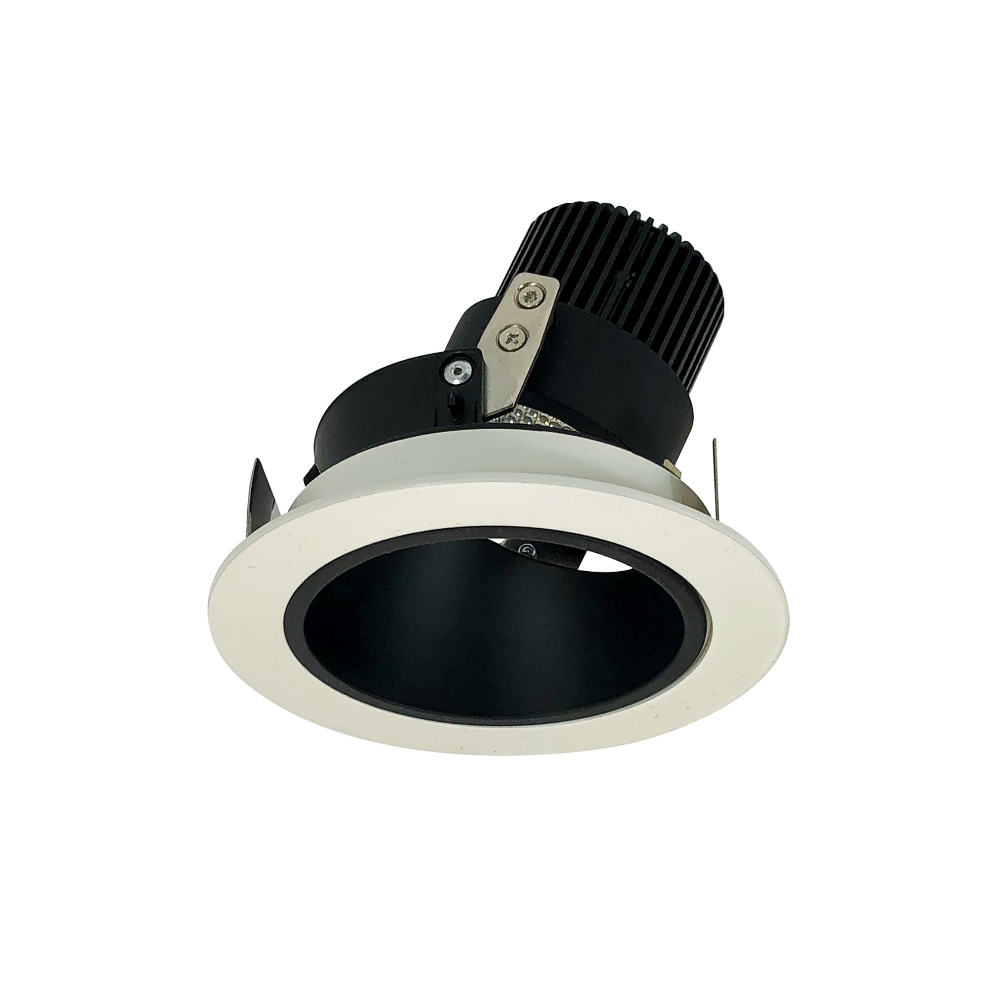 Nora Lighting NIO-4RD27QBW - Recessed - 4 Inch Iolite LED Round Adjustable Deep Reflector, 10-Degree Optic, 800lm / 12W, 2700K, Black Reflector / White Flange