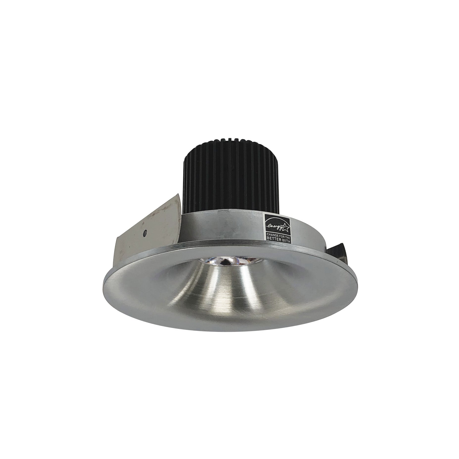 Nora Lighting NIO-4RNB27QNN - Recessed - 4 Inch Iolite LED Round Bullnose, 10-Degree Optic, 800lm / 12W, 2700K, Natural Metal Finish