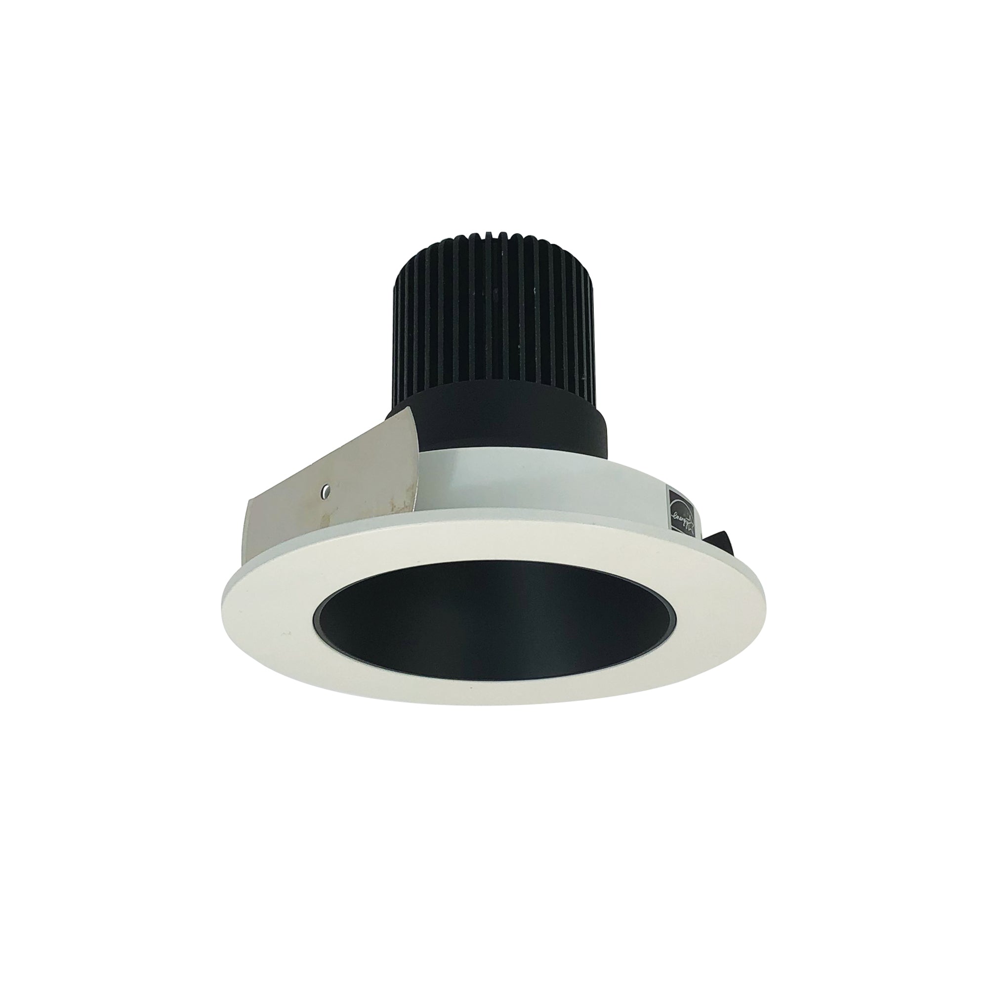 Nora Lighting NIO-4RNDC27QBW - Recessed - 4 Inch Iolite LED Round Reflector, 10-Degree Optic, 800lm / 12W, 2700K, Black Reflector / White Flange