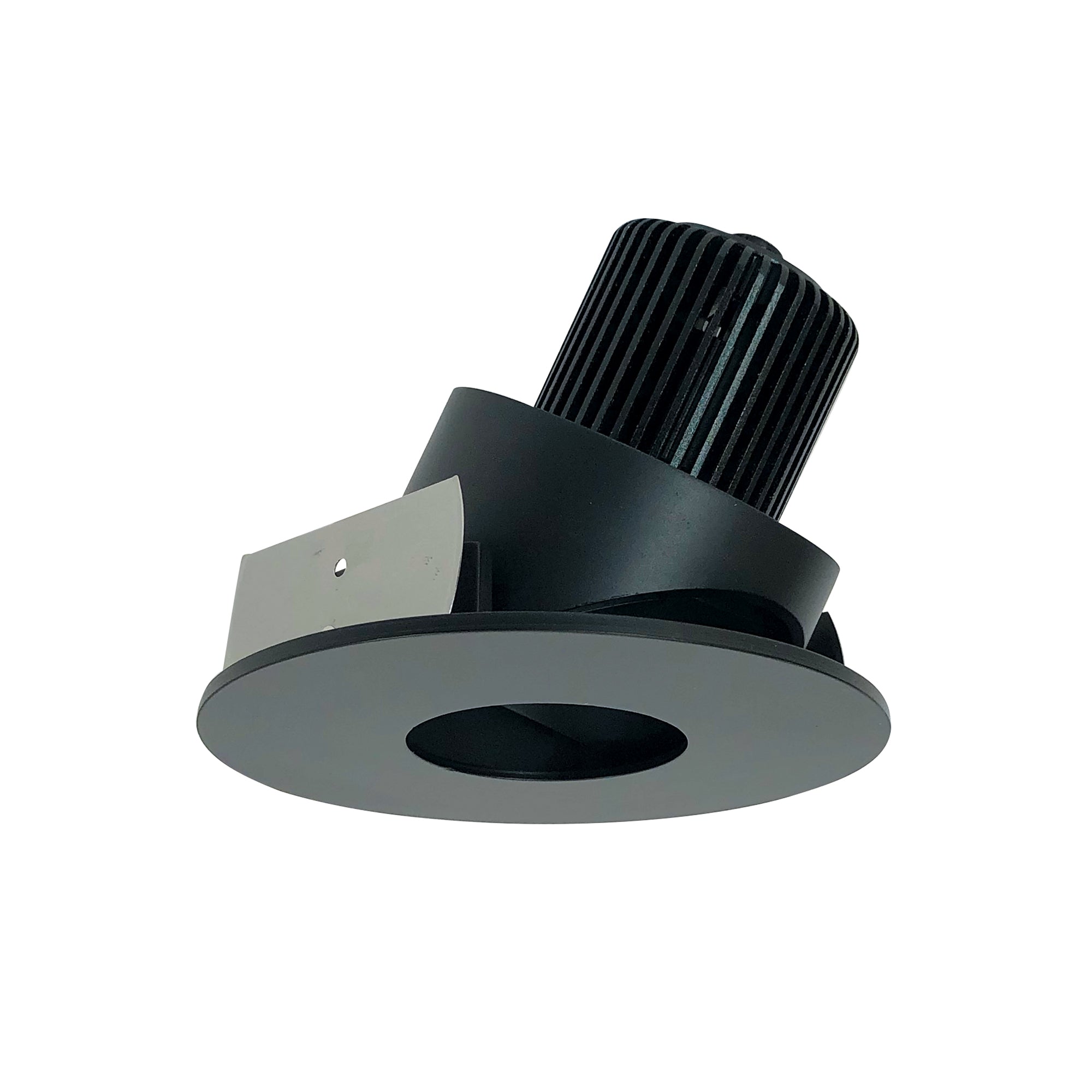 Nora Lighting NIO-4RPHA27QBB - Recessed - 4 Inch Iolite LED Round Adjustable Pinhole, 10-Degree Optic, 800lm / 12W, 2700K, Black Pinhole / Black Flange