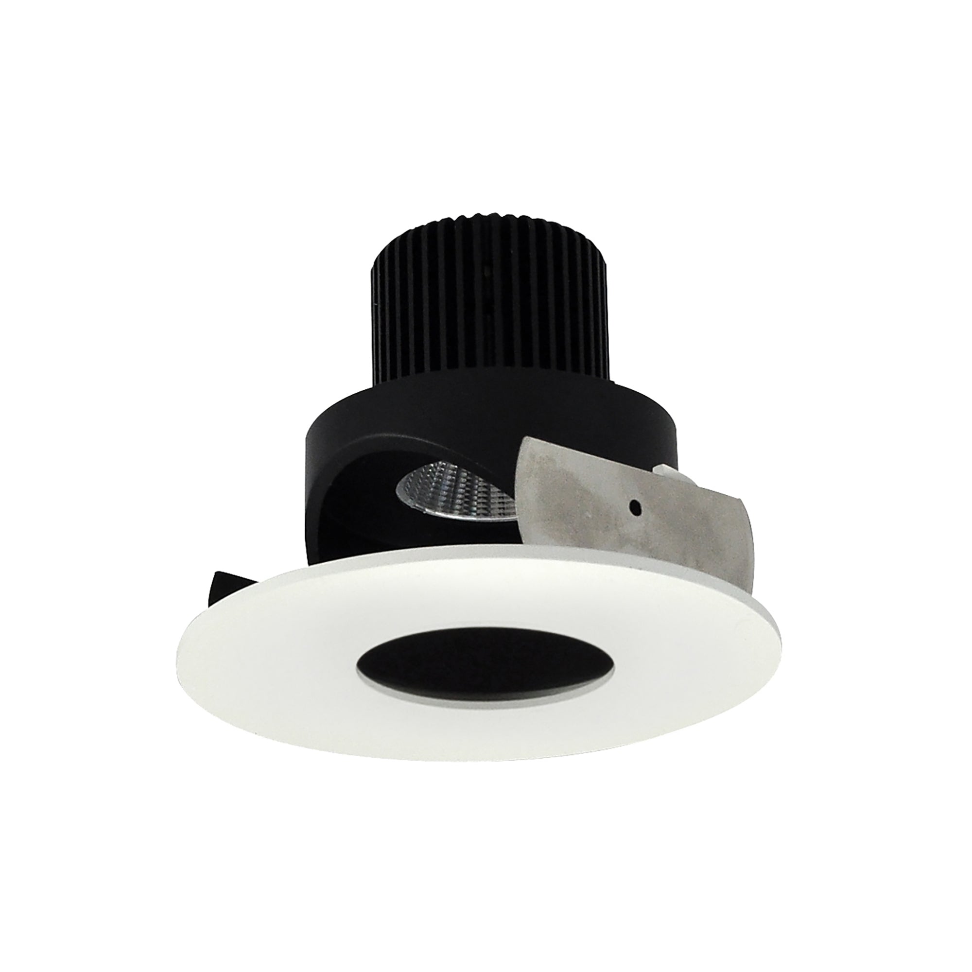 Nora Lighting NIO-4RPHA27QBMPW - Recessed - 4 Inch Iolite LED Round Adjustable Pinhole, 10-Degree Optic, 800lm / 12W, 2700K, Black Pinhole / Matte Powder White Flange