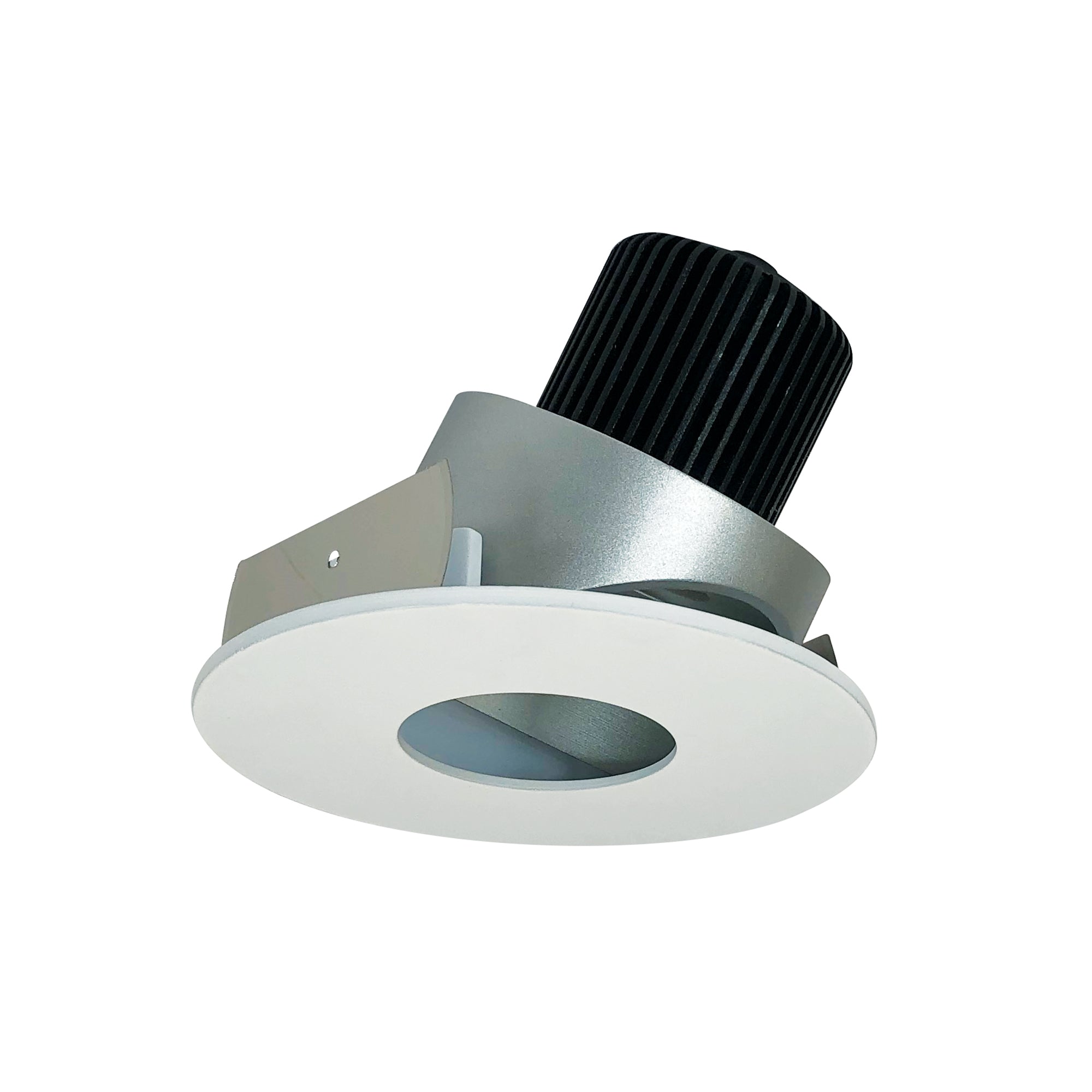 Nora Lighting NIO-4RPHA27QHZMPW - Recessed - 4 Inch Iolite LED Round Adjustable Pinhole, 10-Degree Optic, 800lm / 12W, 2700K, Haze Pinhole / Matte Powder White Flange