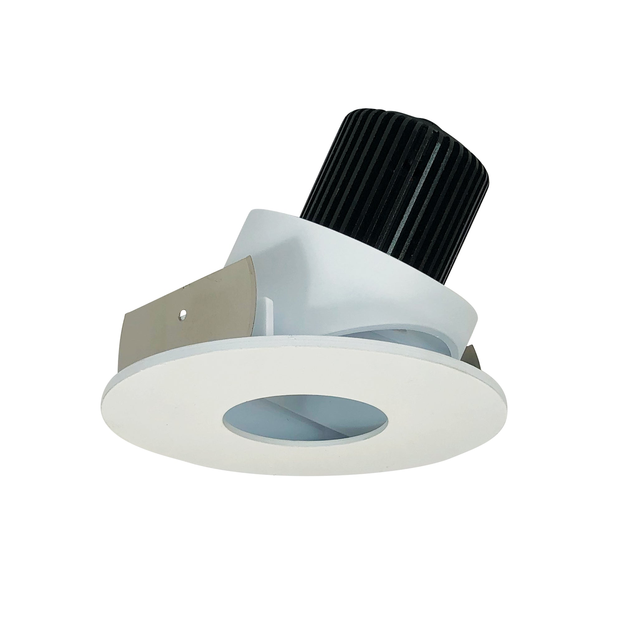 Nora Lighting NIO-4RPHA27QMPW - Recessed - 4 Inch Iolite LED Round Adjustable Pinhole, 10-Degree Optic, 800lm / 12W, 2700K, Matte Powder White Pinhole / Matte Powder White Flange