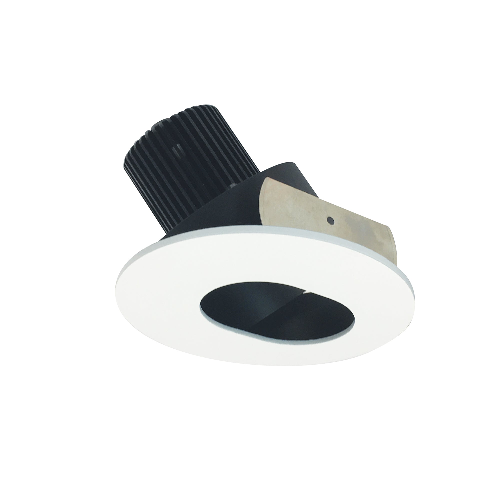 Nora Lighting NIO-4RSL27QBMPW - Recessed - 4 Inch Iolite LED Round Adjustable Slot Aperture, 10-Degree Optic, 800lm / 12W, 2700K, Black Slot Aperture / Matte Powder White Flange