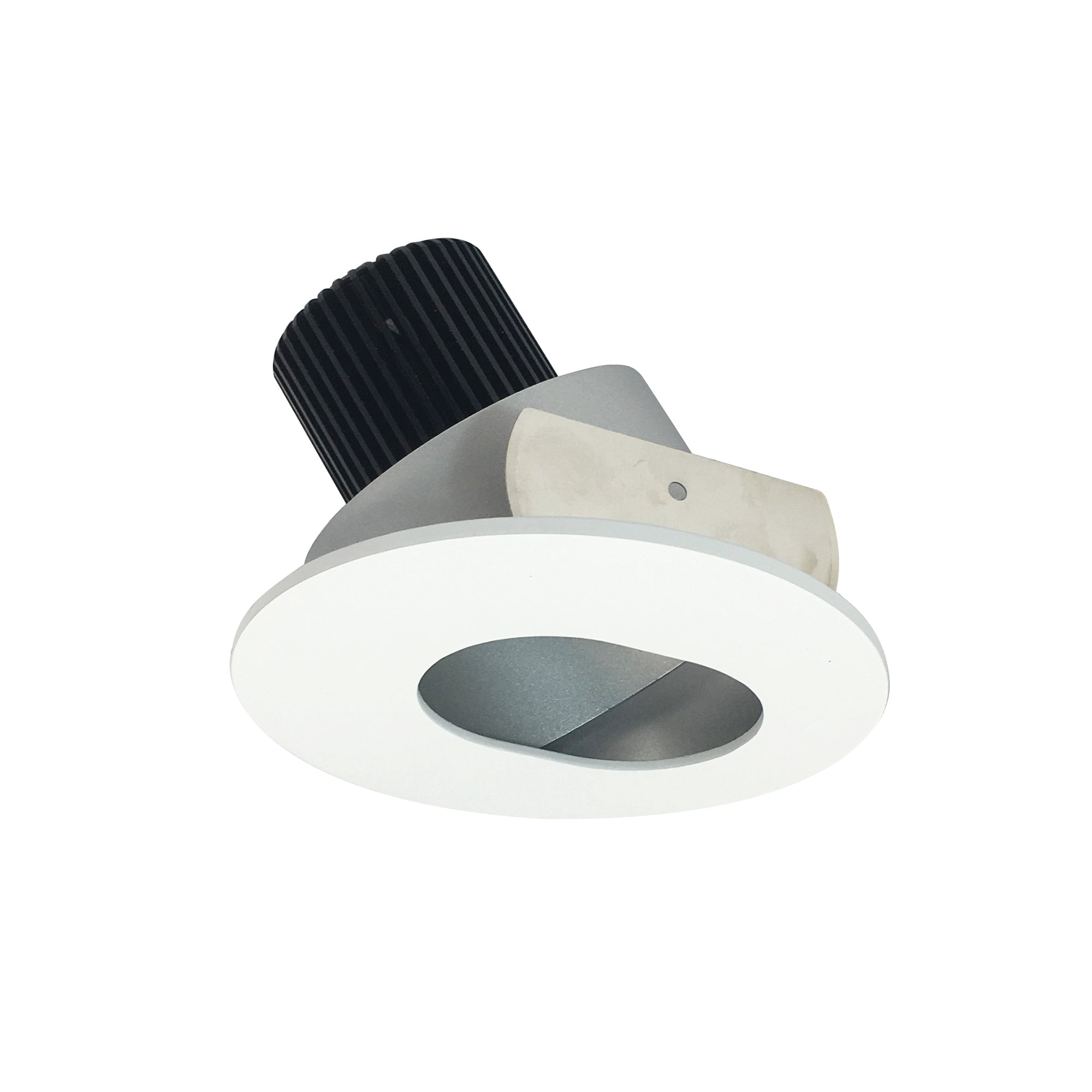 Nora Lighting NIO-4RSL27QHZMPW - Recessed - 4 Inch Iolite LED Round Adjustable Slot Aperture, 10-Degree Optic, 800lm / 12W, 2700K, Haze Slot Aperture / Matte Powder White Flange