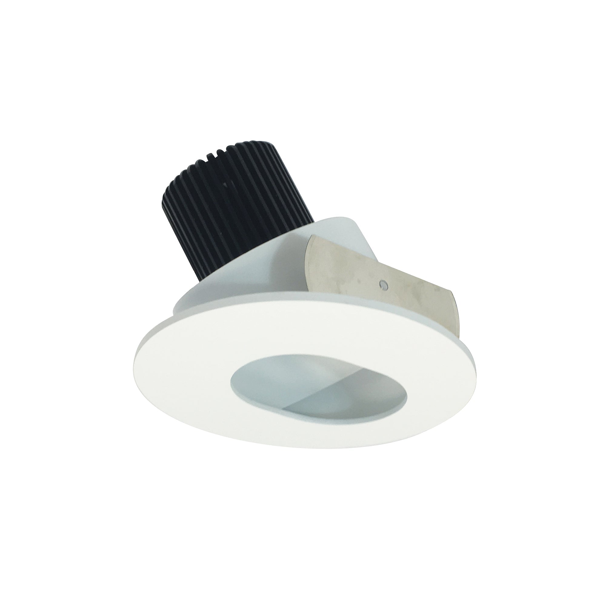 Nora Lighting NIO-4RSL27QMPW - Recessed - 4 Inch Iolite LED Round Adjustable Slot Aperture, 10-Degree Optic, 800lm / 12W, 2700K, Matte Powder White Slot Aperture / Matte Powder White Flange