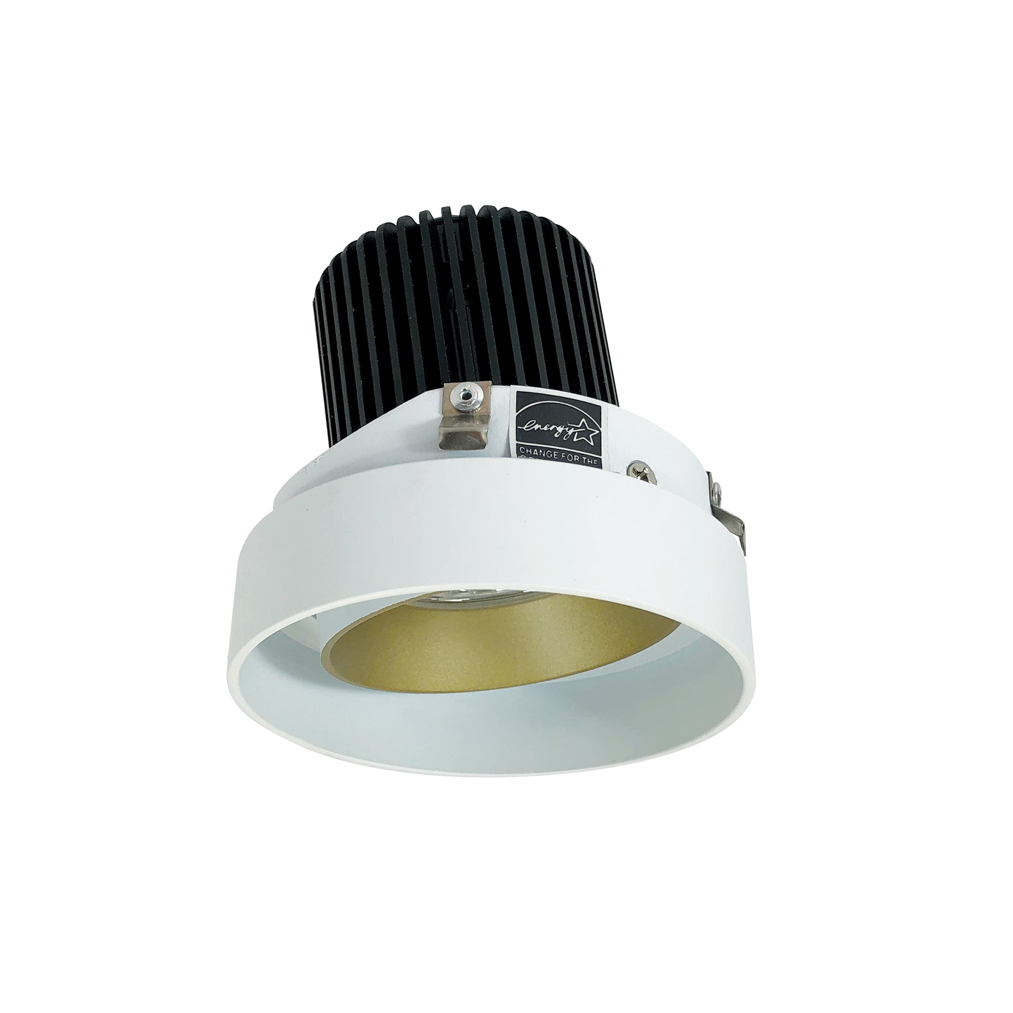 Nora Lighting NIO-4RTLA50XCHMPW - Recessed - 4 Inch Iolite LED Round Trimless Adjustable, 800lm / 14W, 5000K, Champagne Haze Adjustable / Matte Powder White Reflector