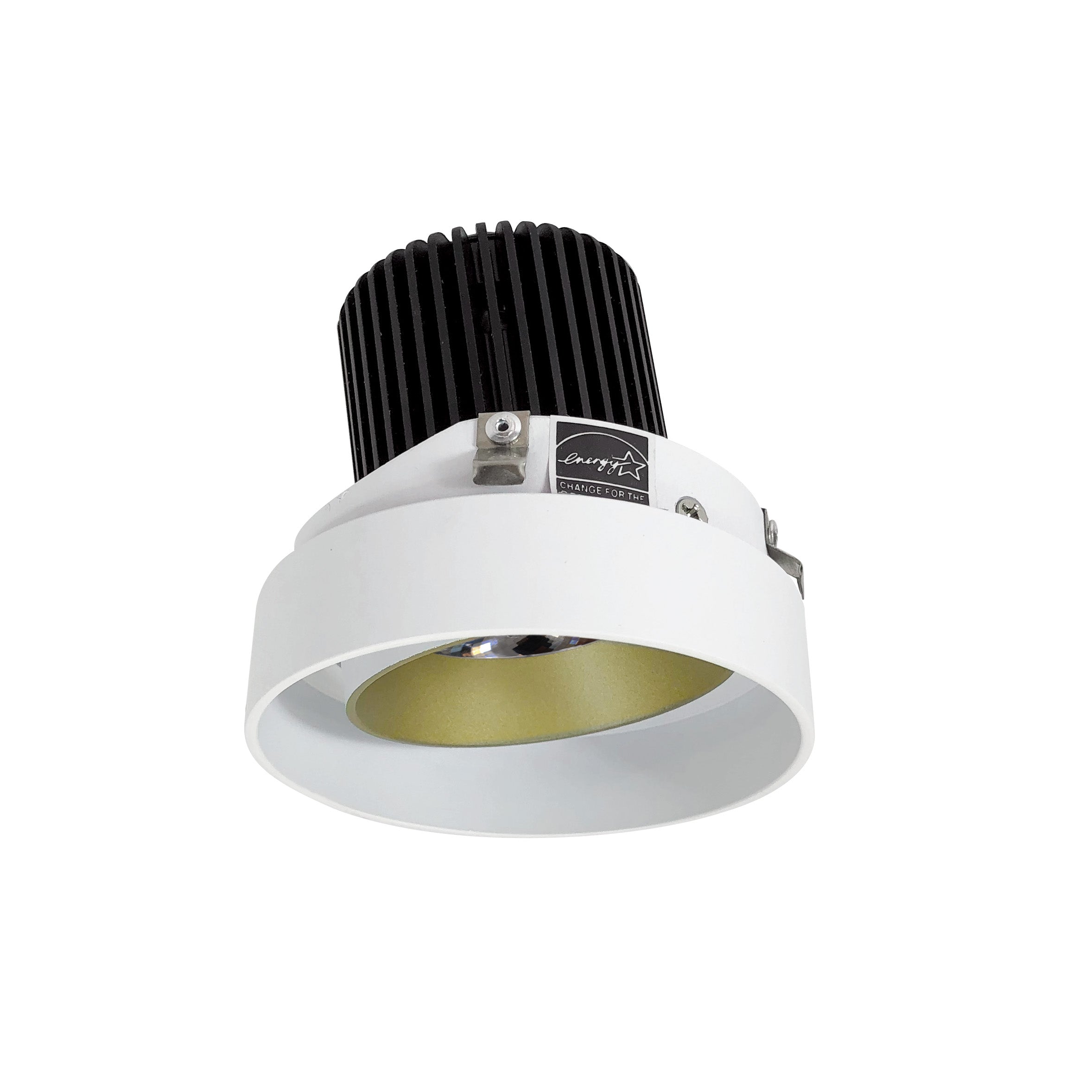 Nora Lighting NIO-4RTLA27QCHMPW - Recessed - 4 Inch Iolite LED Round Trimless Adjustable, 10-Degree Optic, 800lm / 12W, 2700K, Champagne Haze Adjustable / Matte Powder White Reflector