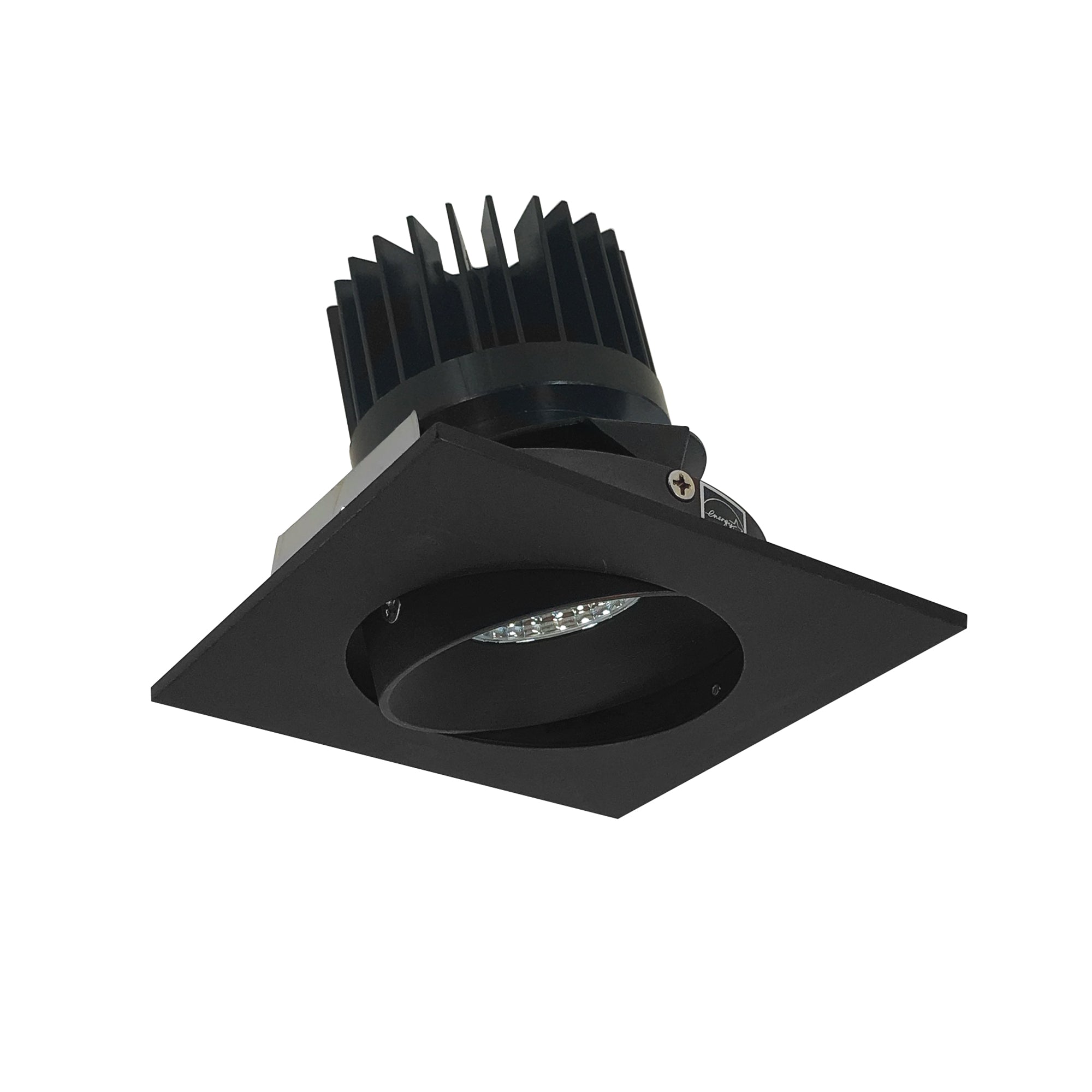 Nora Lighting NIO-4SC27XBB/HL - Recessed - 4 Inch Iolite LED Square Adjustable Cone Reflector, 1500lm/2000lm/2500lm (varies by housing), 2700K, Black Reflector / Black Flange