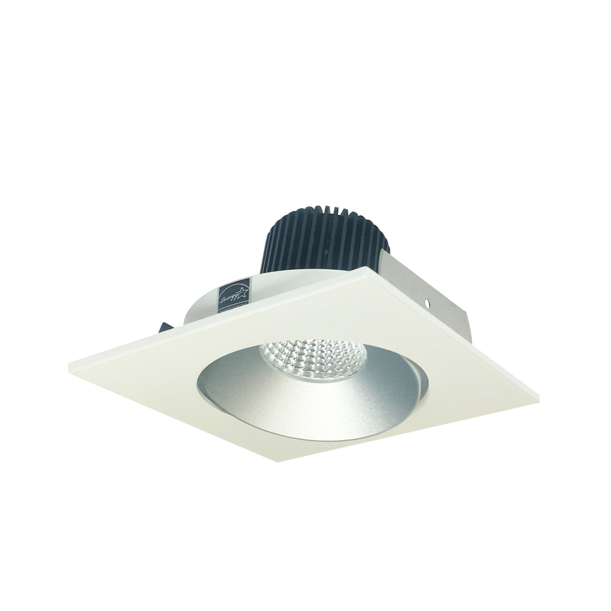 Nora Lighting NIO-4SC27XHW/10 - Recessed - 4 Inch Iolite LED Square Adjustable Cone Reflector, 1000lm / 14W, 2700K, Haze Reflector / White Flange