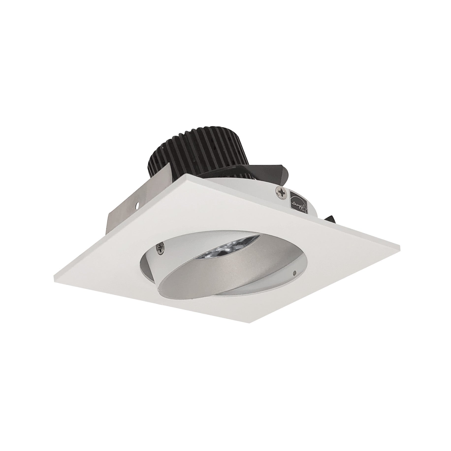 Nora Lighting NIO-4SC27QHW - Recessed - 4 Inch Iolite LED Square Adjustable Cone Reflector, 10-Degree Optic, 800lm / 12W, 2700K, Haze Reflector / White Flange