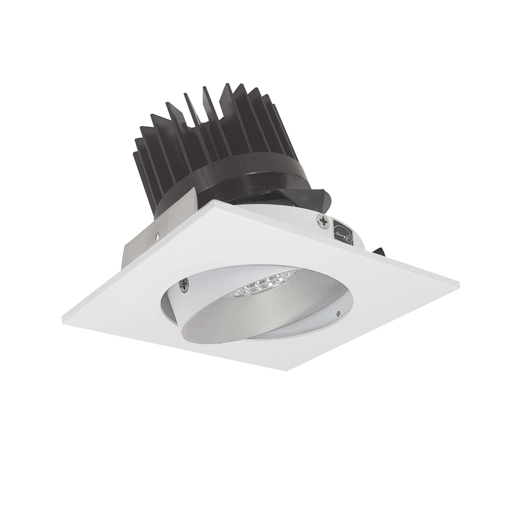 Nora Lighting NIO-4SC27XHZMPW/HL - Recessed - 4 Inch Iolite LED Square Adjustable Cone Reflector, 1500lm/2000lm/2500lm (varies by housing), 2700K, Haze Reflector / Matte Powder White Flange