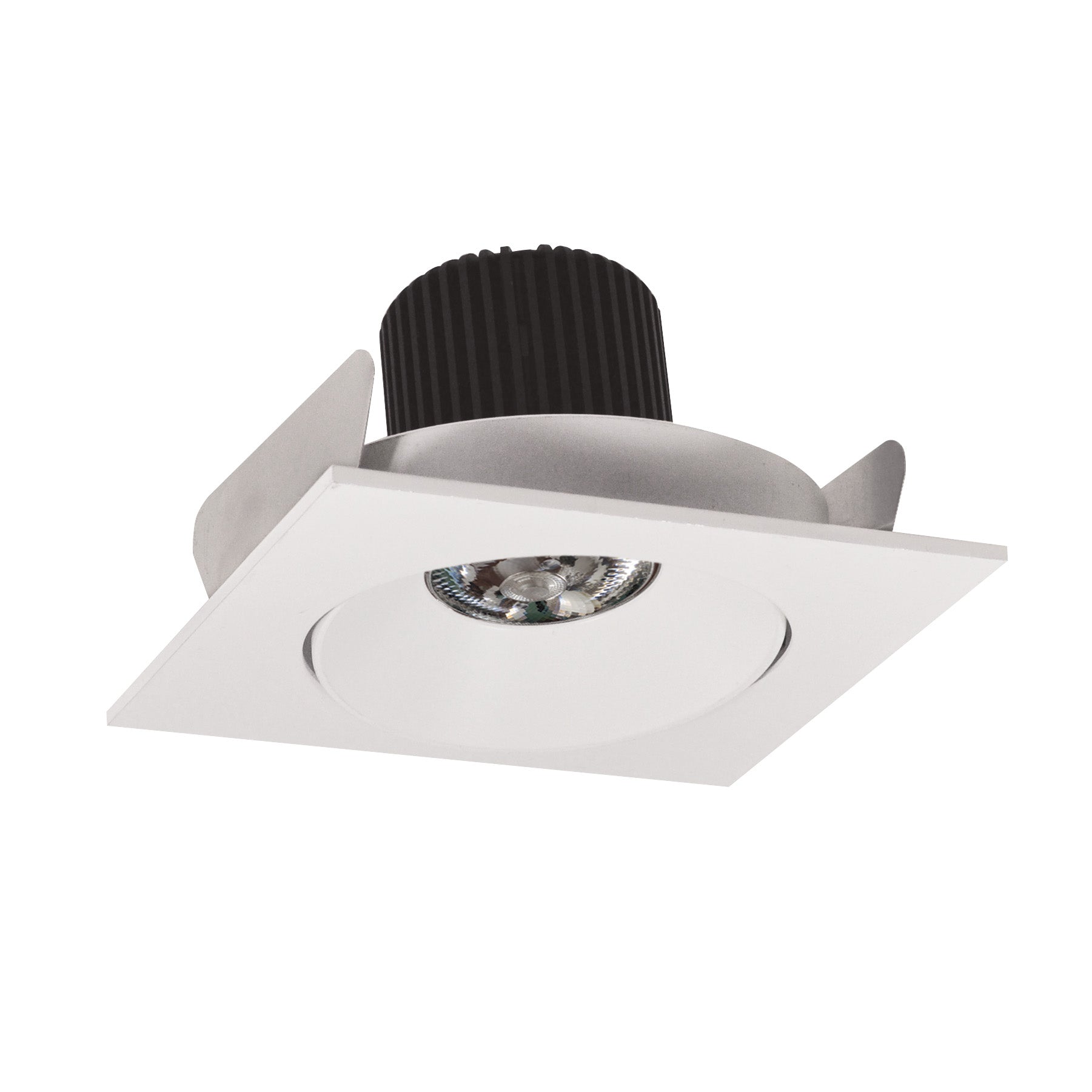 Nora Lighting NIO-4SC27QWW - Recessed - 4 Inch Iolite LED Square Adjustable Cone Reflector, 10-Degree Optic, 800lm / 12W, 2700K, White Reflector / White Flange