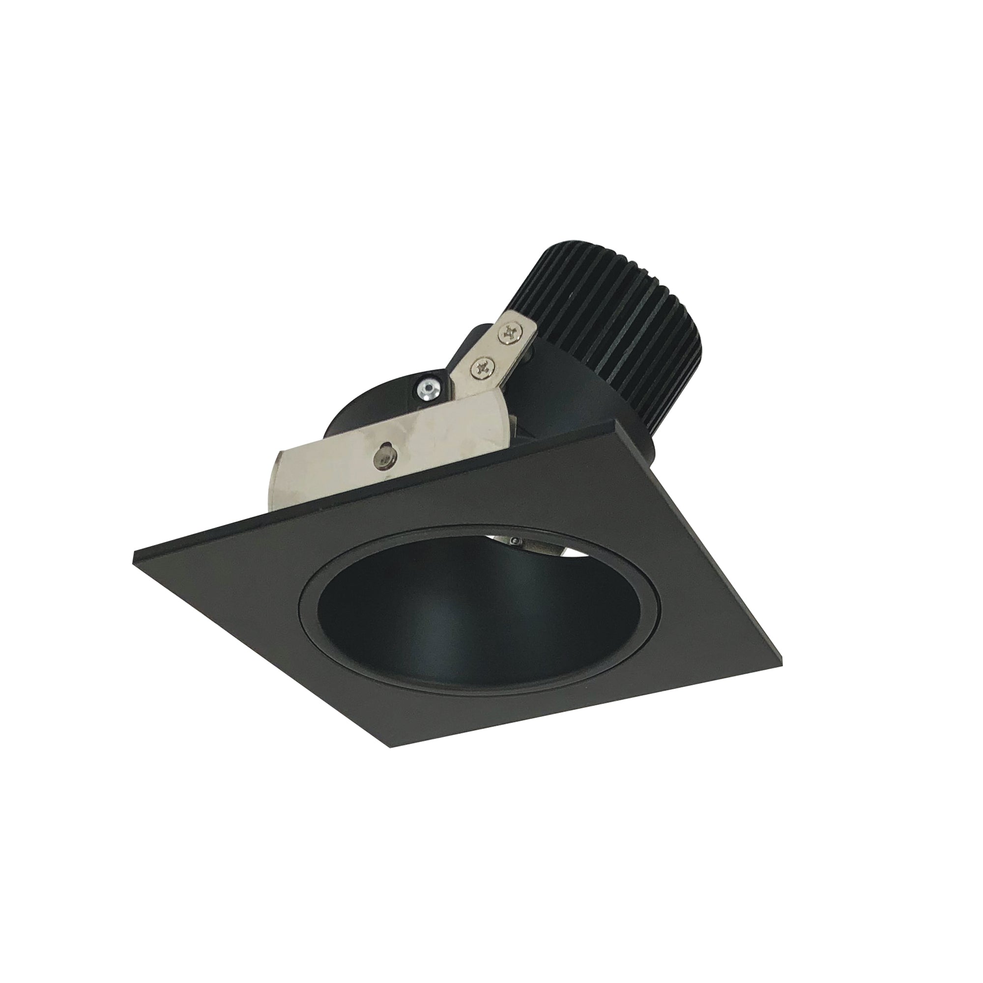 Nora Lighting NIO-4SD27QBB - Recessed - 4 Inch Iolite LED Square Adjustable Reflector with Round Aperture, 10-Degree Optic, 800lm / 12W, 2700K, Black Reflector / Black Flange