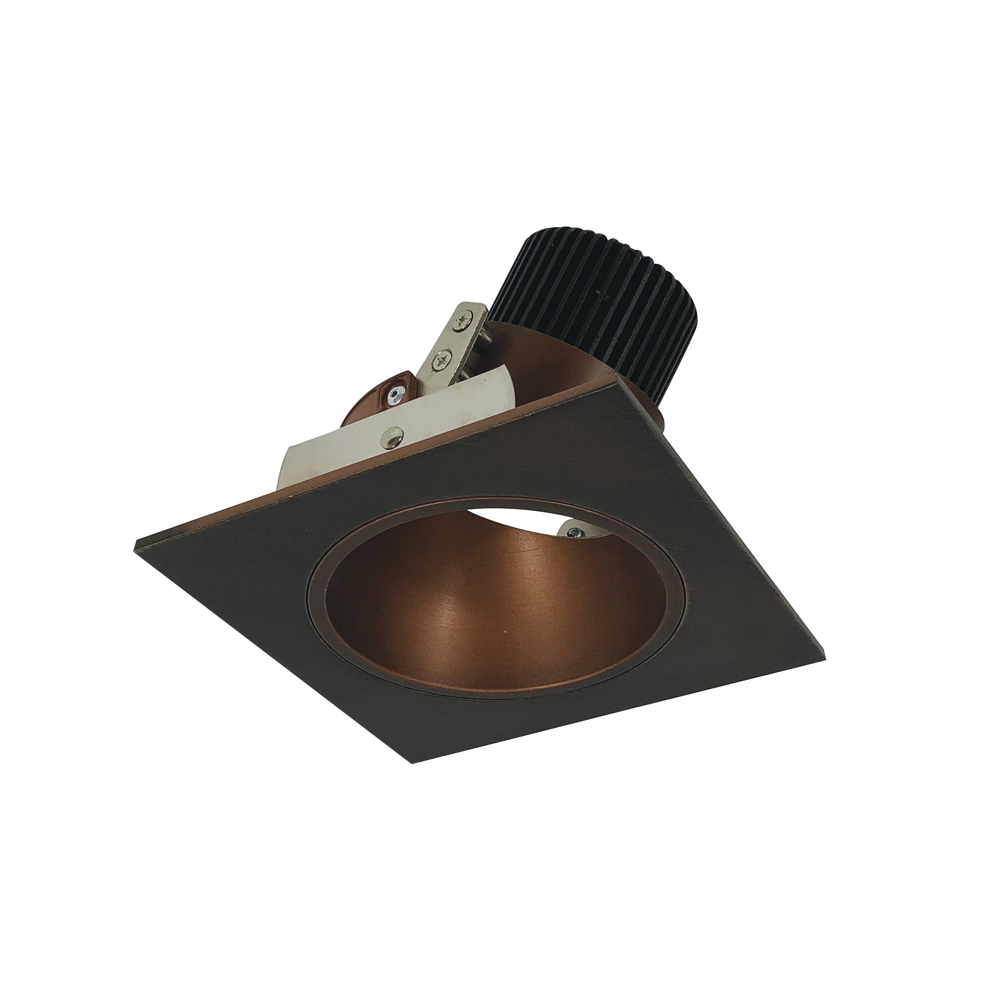 Nora Lighting NIO-4SD27QBZ - Recessed - 4 Inch Iolite LED Square Adjustable Reflector with Round Aperture, 10-Degree Optic, 800lm / 12W, 2700K, Bronze Reflector / Bronze Flange