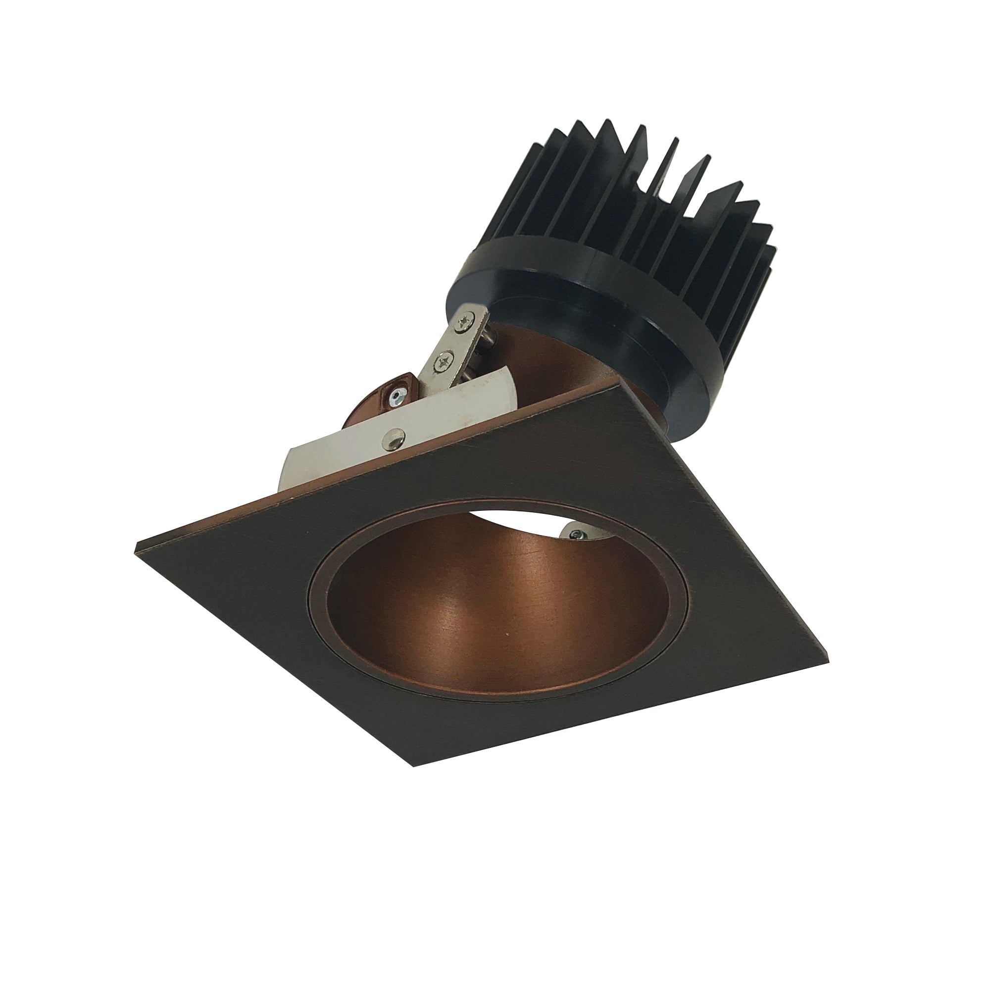 Nora Lighting NIO-4SD35XBZ/HL - Recessed - 4 Inch Iolite LED Square Adjustable Reflector with Round Aperture, 1500lm/2000lm (varies by housing), 3500K, Bronze Reflector / Bronze Flange