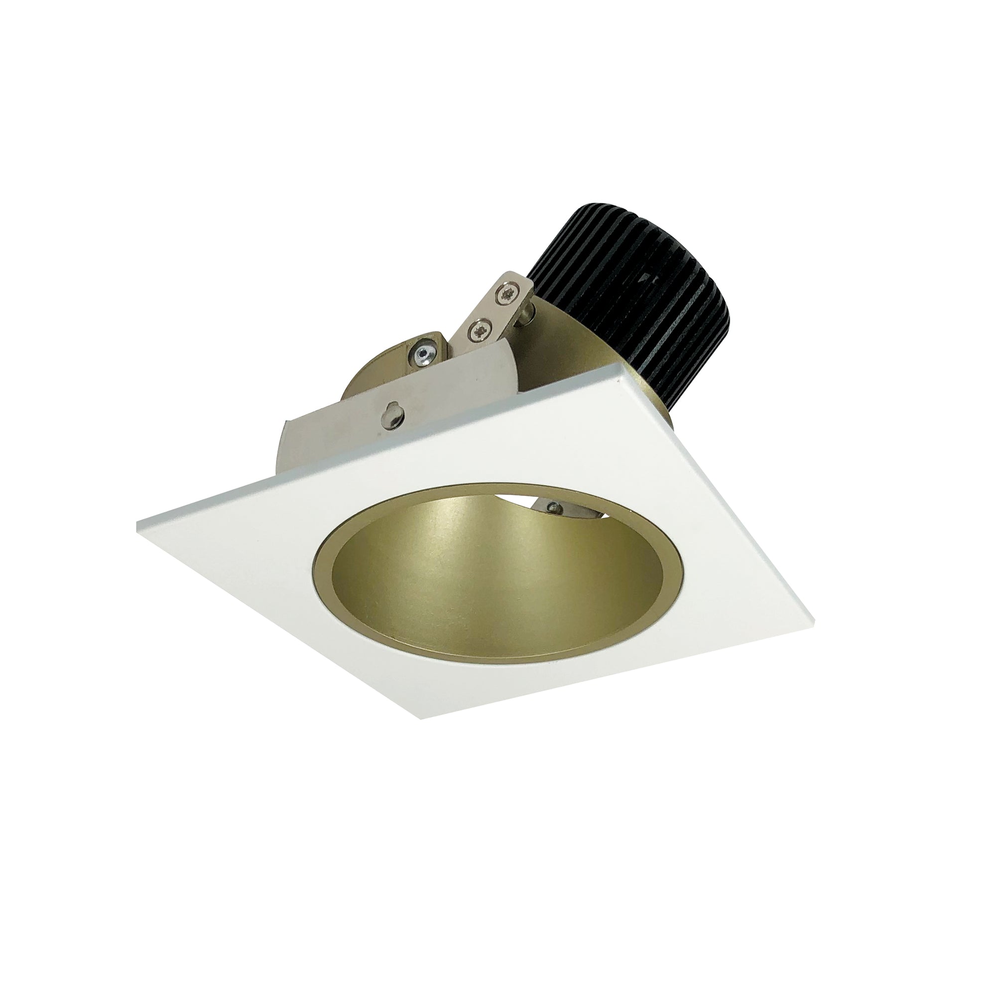 Nora Lighting NIO-4SD27QCHMPW - Recessed - 4 Inch Iolite LED Square Adjustable Reflector with Round Aperture, 10-Degree Optic, 800lm / 12W, 2700K, Champagne Haze Reflector / Matte Powder White Flange