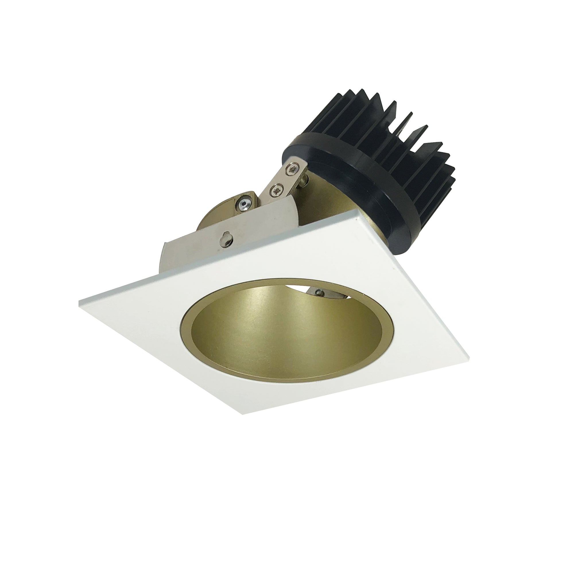 Nora Lighting NIO-4SD35XCHMPW/HL - Recessed - 4 Inch Iolite LED Square Adjustable Reflector with Round Aperture, 1500lm/2000lm (varies by housing), 3500K, Champagne Haze Reflector / Matte Powder White Flange