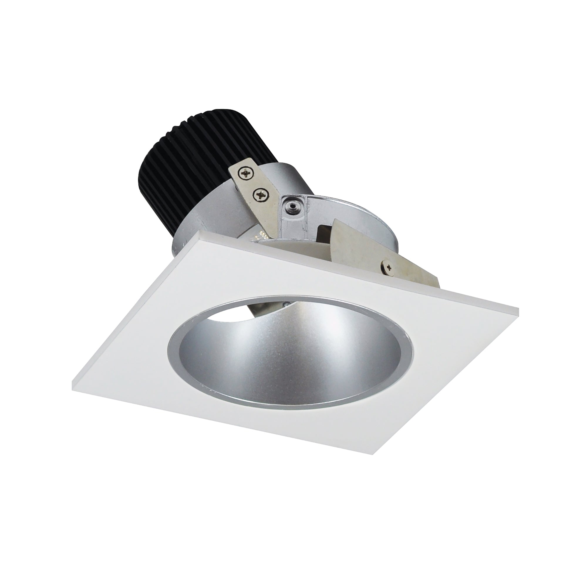 Nora Lighting NIO-4SD27QHW - Recessed - 4 Inch Iolite LED Square Adjustable Reflector with Round Aperture, 10-Degree Optic, 800lm / 12W, 2700K, Haze Reflector / White Flange