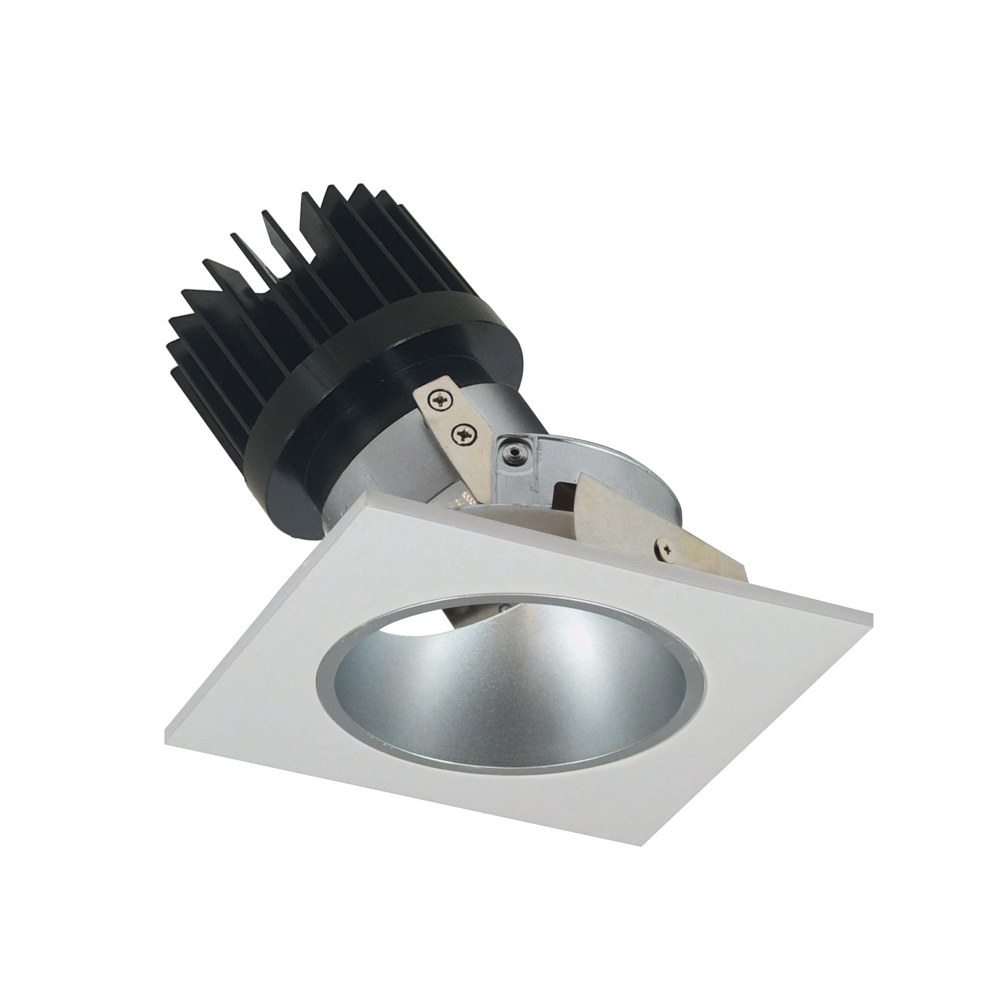 Nora Lighting NIO-4SD35XHW/HL - Recessed - 4 Inch Iolite LED Square Adjustable Reflector with Round Aperture, 1500lm/2000lm (varies by housing), 3500K, Haze Reflector / White Flange