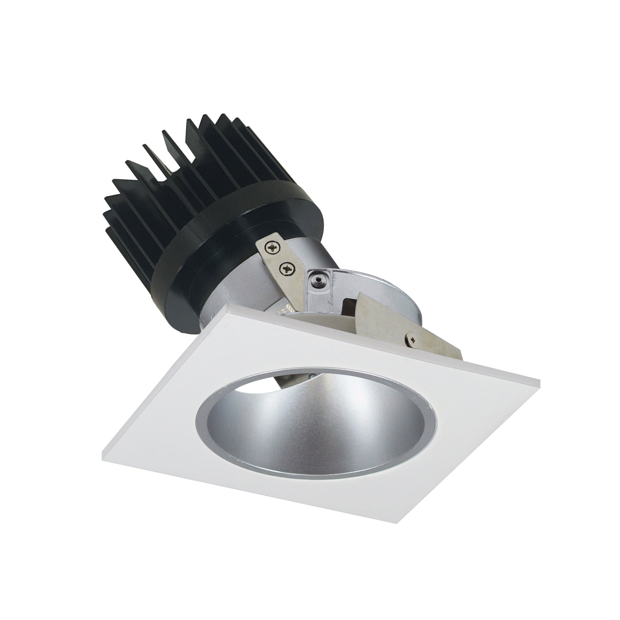 Nora Lighting NIO-4SD27XHZMPW/HL - Recessed - 4 Inch Iolite LED Square Adjustable Reflector with Round Aperture, 1500lm/2000lm (varies by housing), 2700K, Haze Reflector / Matte Powder White Flange