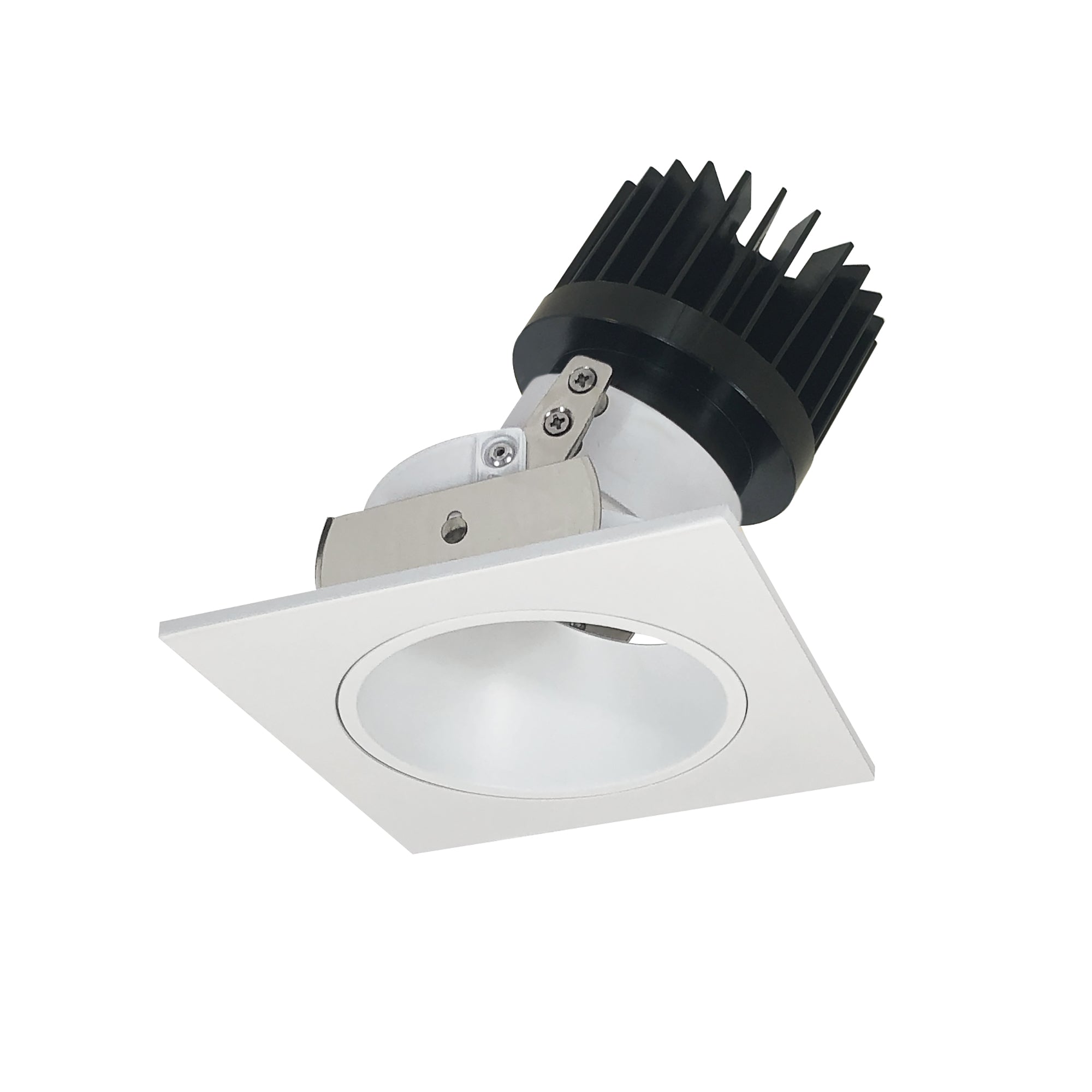 Nora Lighting NIO-4SD27XMPW/HL - Recessed - 4 Inch Iolite LED Square Adjustable Reflector with Round Aperture, 1500lm/2000lm (varies by housing), 2700K, Matte Powder White Reflector / Matte Powder White Flange