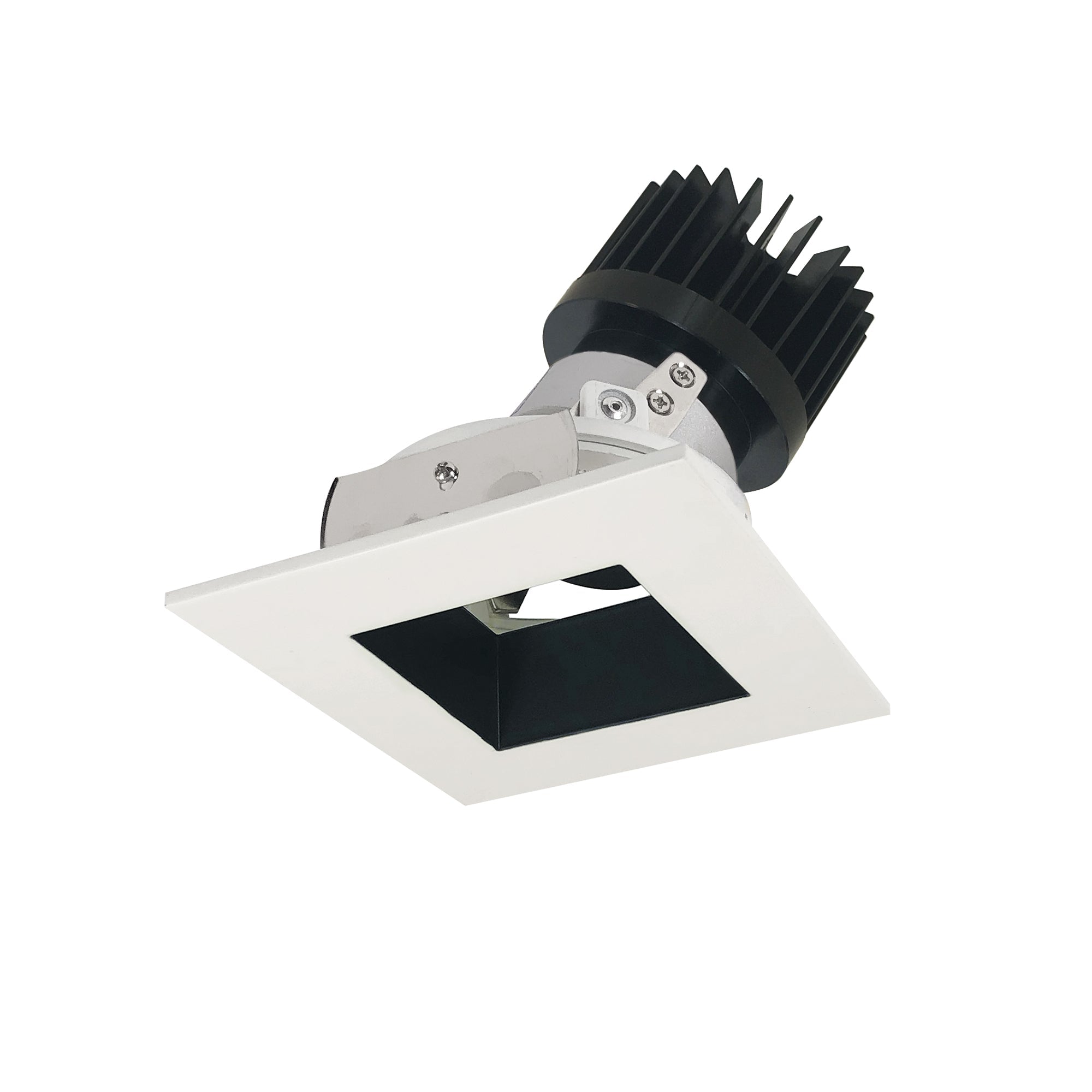 Nora Lighting NIO-4SDSQ27XBW/HL - Recessed - 4 Inch Iolite LED Square Adjustable Reflector with Square Aperture, 1500lm/2000lm (varies by housing), 2700K, Black Reflector / White Flange