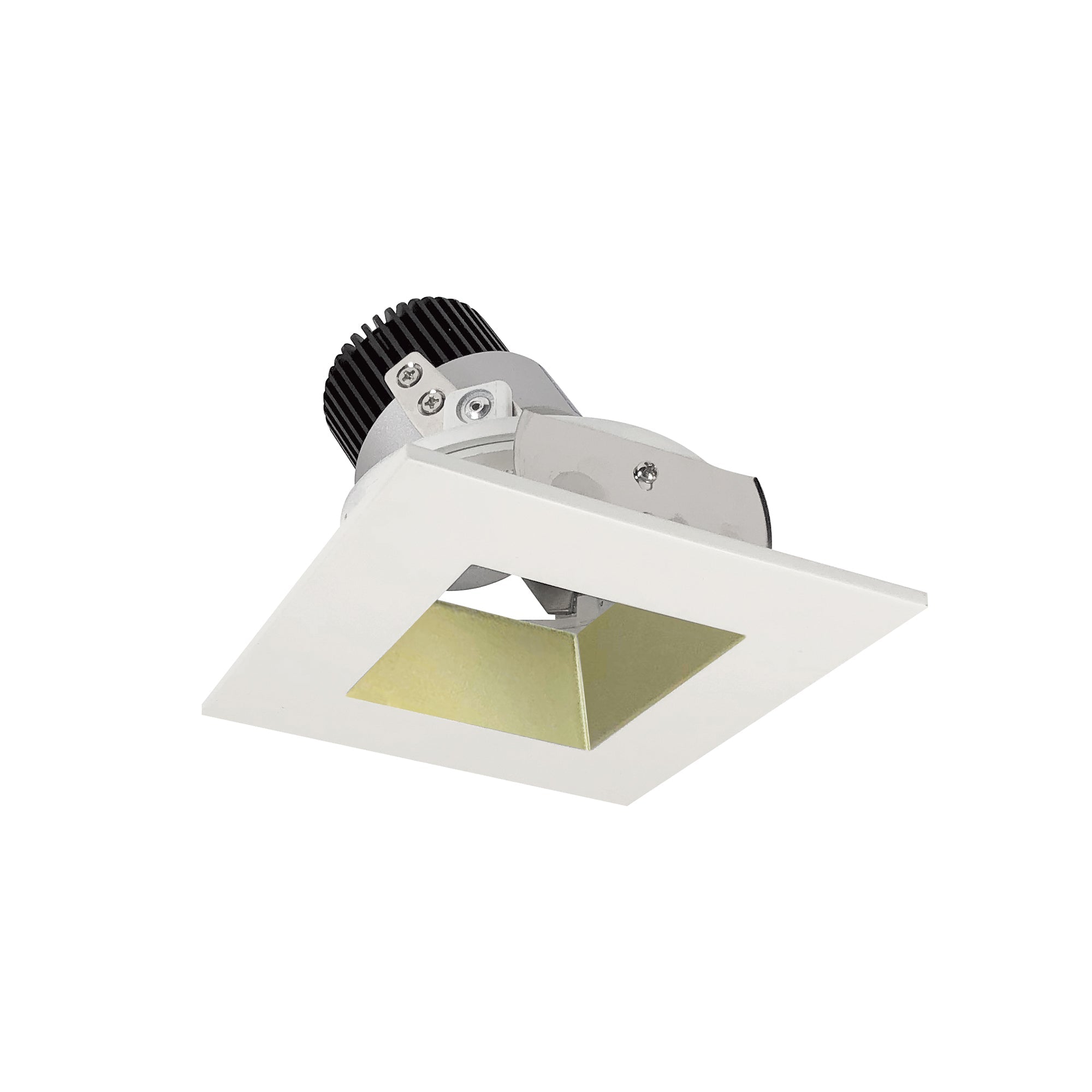 Nora Lighting NIO-4SDSQ27QCHMPW - Recessed - 4 Inch Iolite LED Square Adjustable Reflector with Square Aperture, 10-Degree Optic, 800lm / 12W, 2700K, Champagne Haze Reflector / Matte Powder White Flange