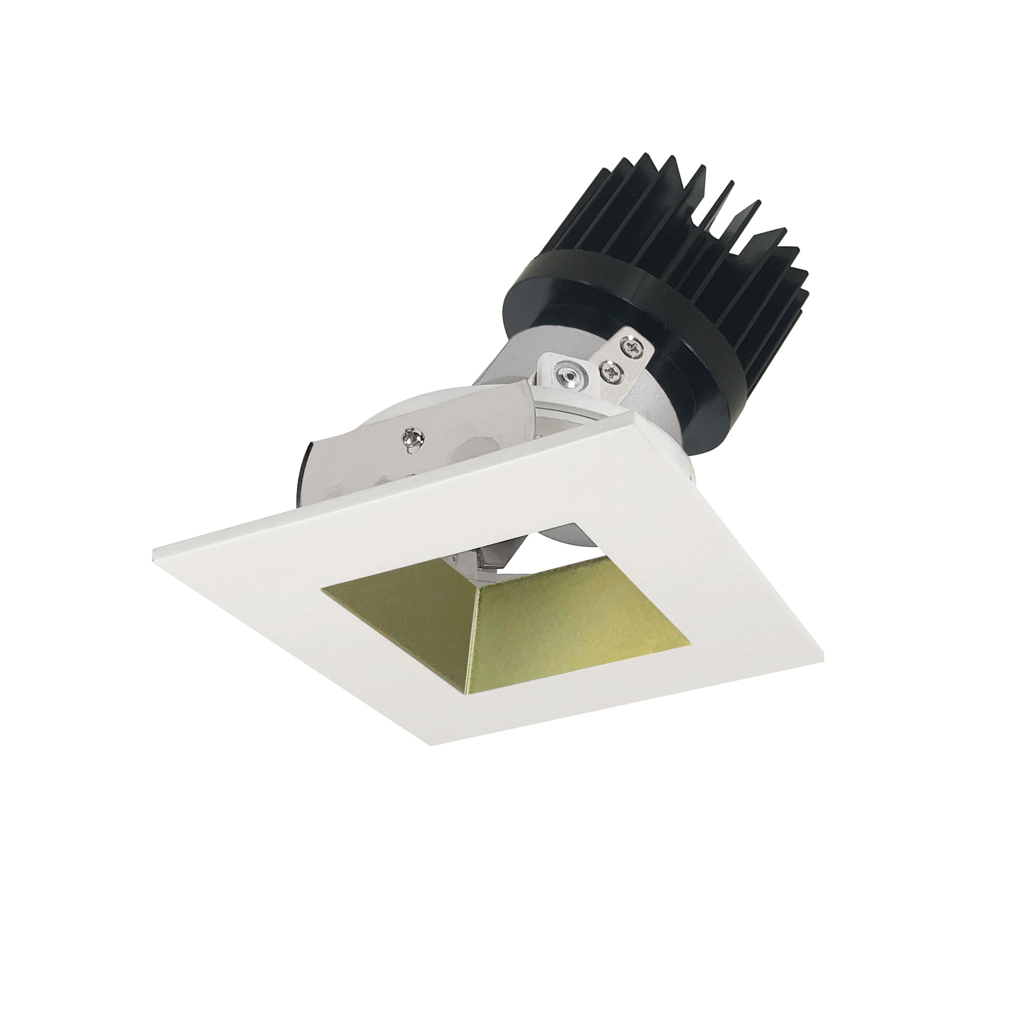 Nora Lighting NIO-4SDSQ27XCHMPW/HL - Recessed - 4 Inch Iolite LED Square Adjustable Reflector with Square Aperture, 1500lm/2000lm (varies by housing), 2700K, Champagne Haze Reflector / Matte Powder White Flange