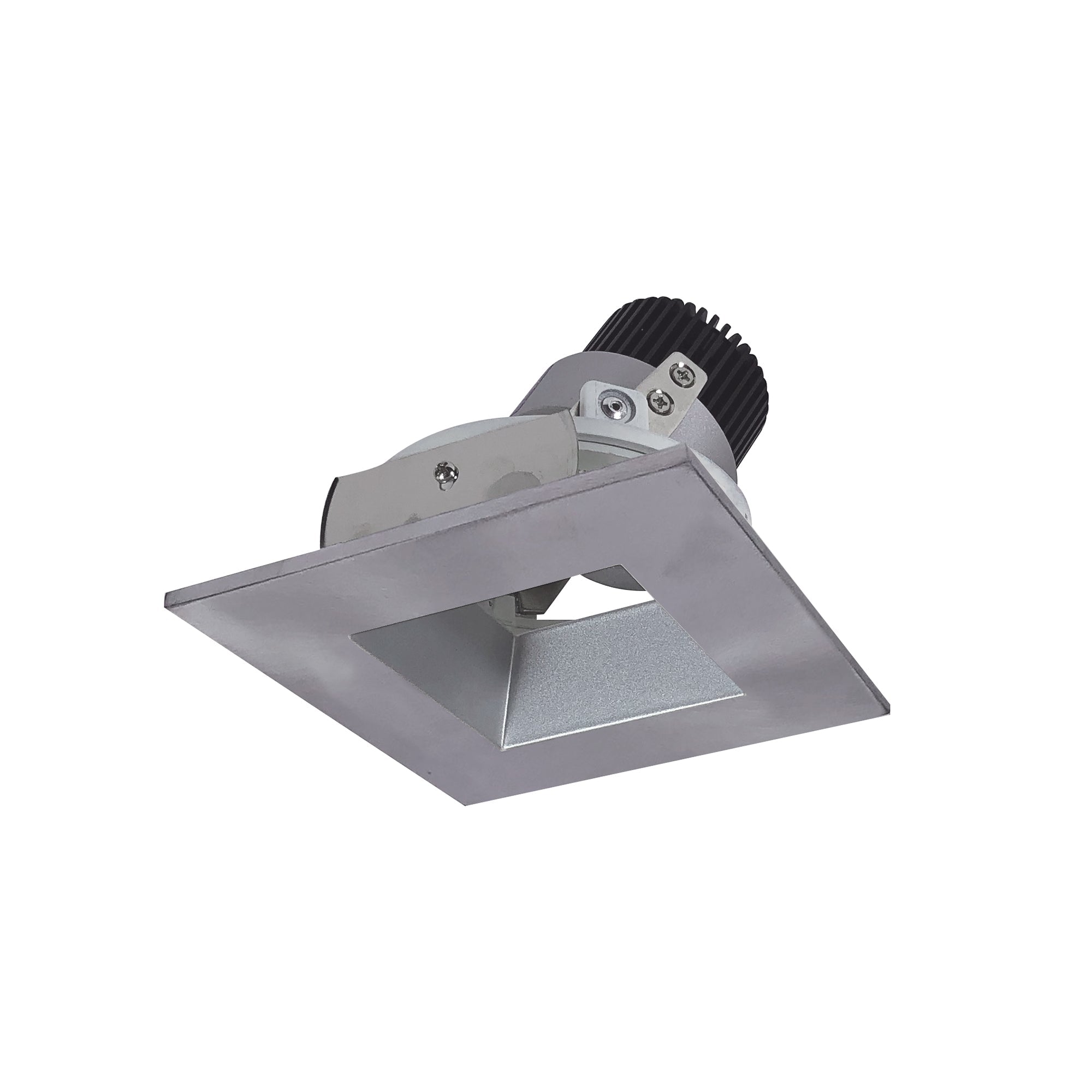 Nora Lighting NIO-4SDSQ27QHN - Recessed - 4 Inch Iolite LED Square Adjustable Reflector with Square Aperture, 10-Degree Optic, 800lm / 12W, 2700K, Haze Reflector / Natural Metal Flange