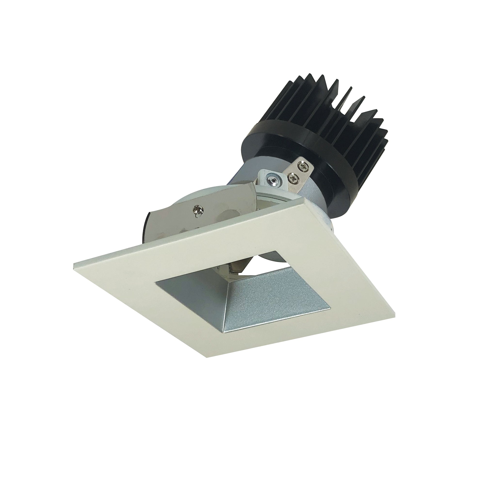 Nora Lighting NIO-4SDSQ27XHW/HL - Recessed - 4 Inch Iolite LED Square Adjustable Reflector with Square Aperture, 1500lm/2000lm (varies by housing), 2700K, Haze Reflector / White Flange