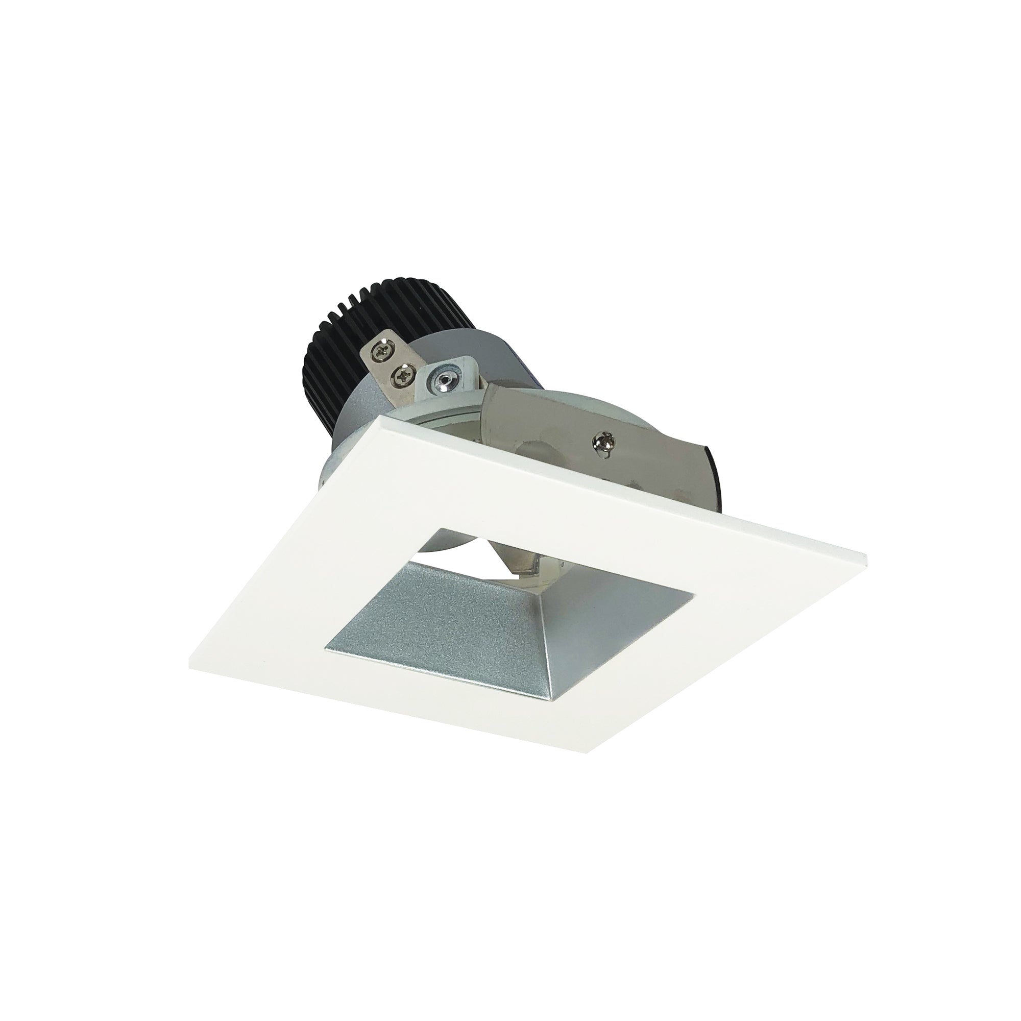 Nora Lighting NIO-4SDSQ27QHZMPW - Recessed - 4 Inch Iolite LED Square Adjustable Reflector with Square Aperture, 10-Degree Optic, 800lm / 12W, 2700K, Haze Reflector / Matte Powder White Flange