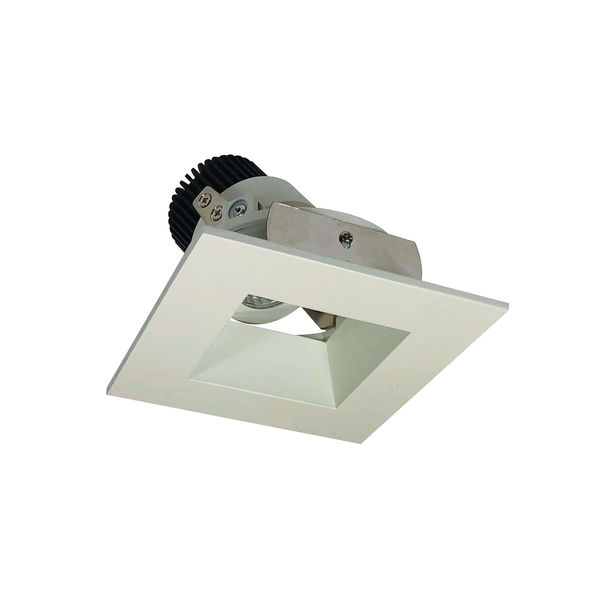 Nora Lighting NIO-4SDSQ27QWW - Recessed - 4 Inch Iolite LED Square Adjustable Reflector with Square Aperture, 10-Degree Optic, 800lm / 12W, 2700K, White Reflector / White Flange