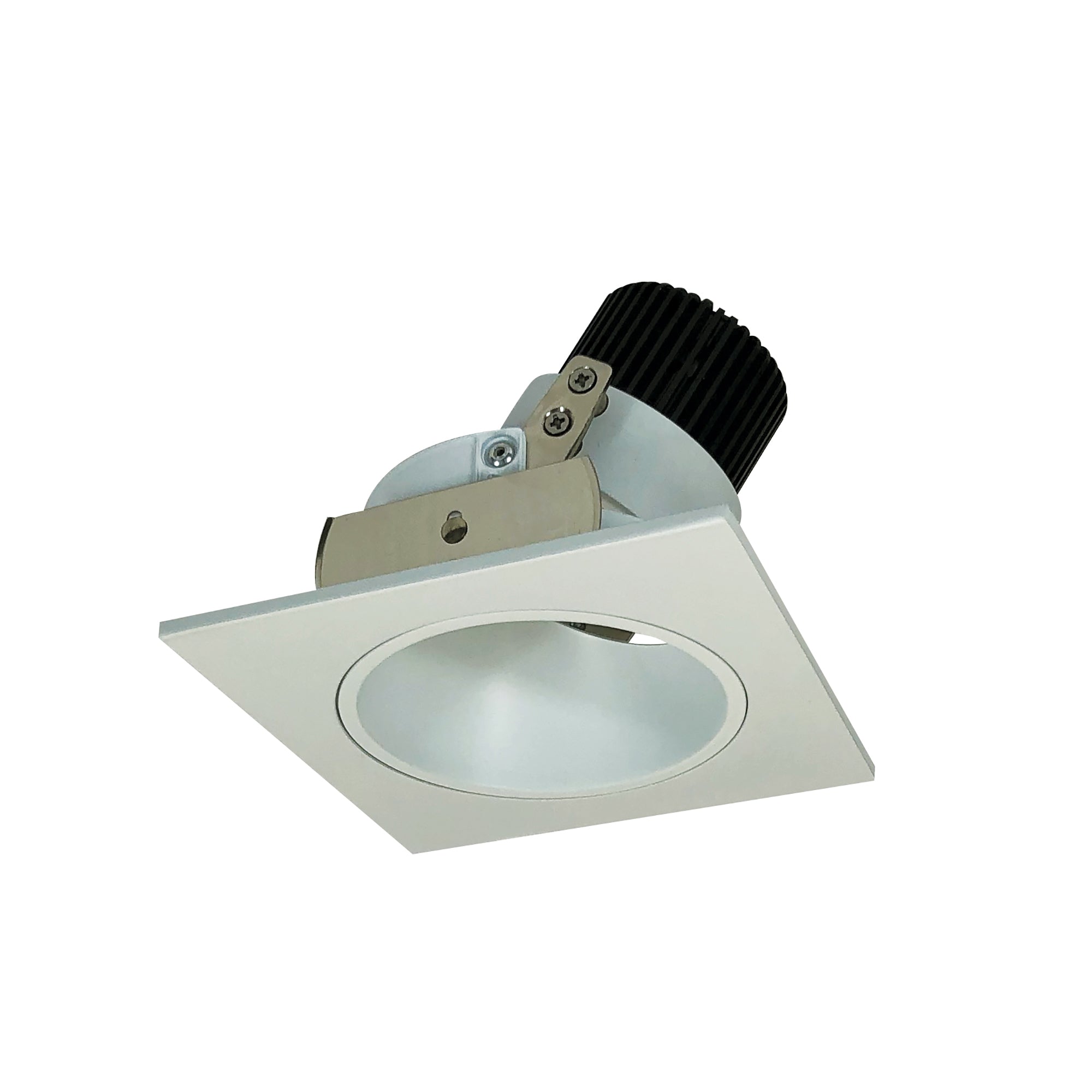 Nora Lighting NIO-4SD27QWW - Recessed - 4 Inch Iolite LED Square Adjustable Reflector with Round Aperture, 10-Degree Optic, 800lm / 12W, 2700K, White Reflector / White Flange