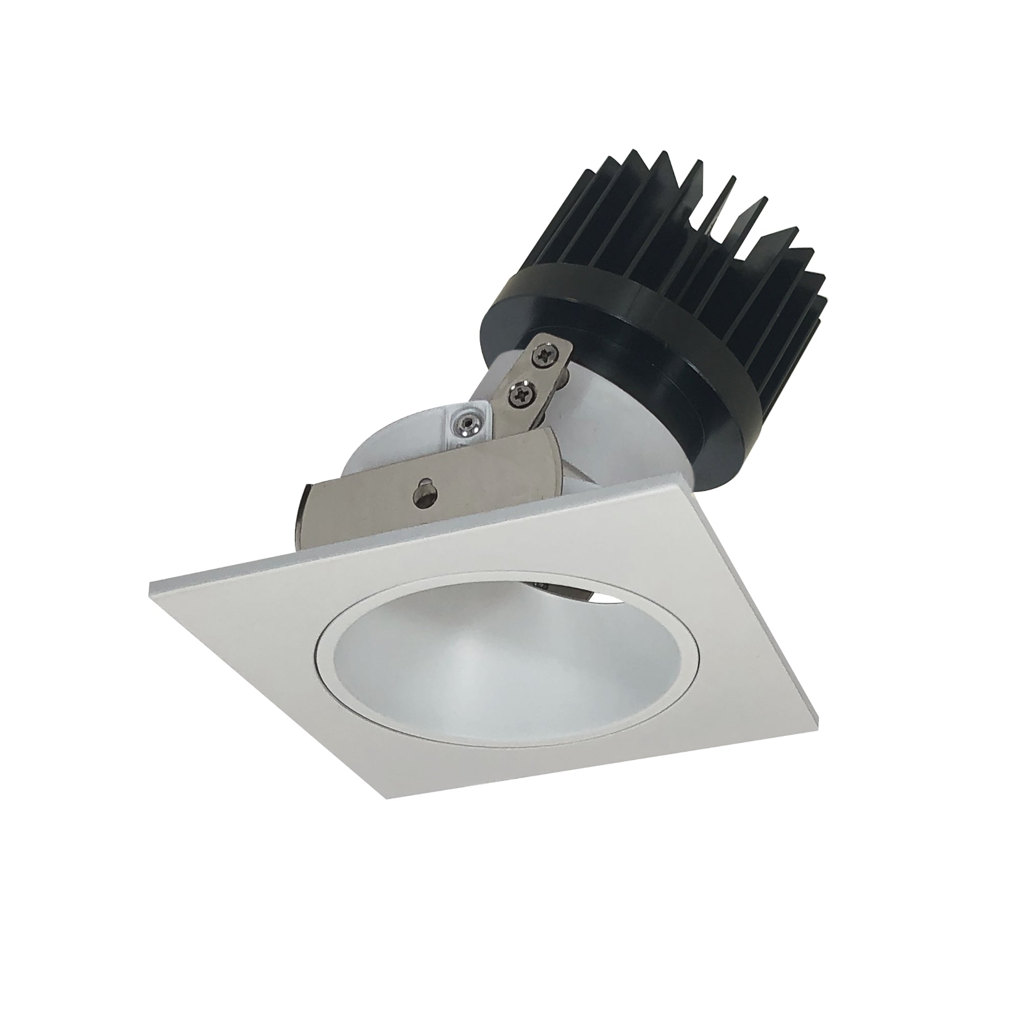 Nora Lighting NIO-4SD27XWW/HL - Recessed - 4 Inch Iolite LED Square Adjustable Reflector with Round Aperture, 1500lm/2000lm (varies by housing), 2700K, White Reflector / White Flange