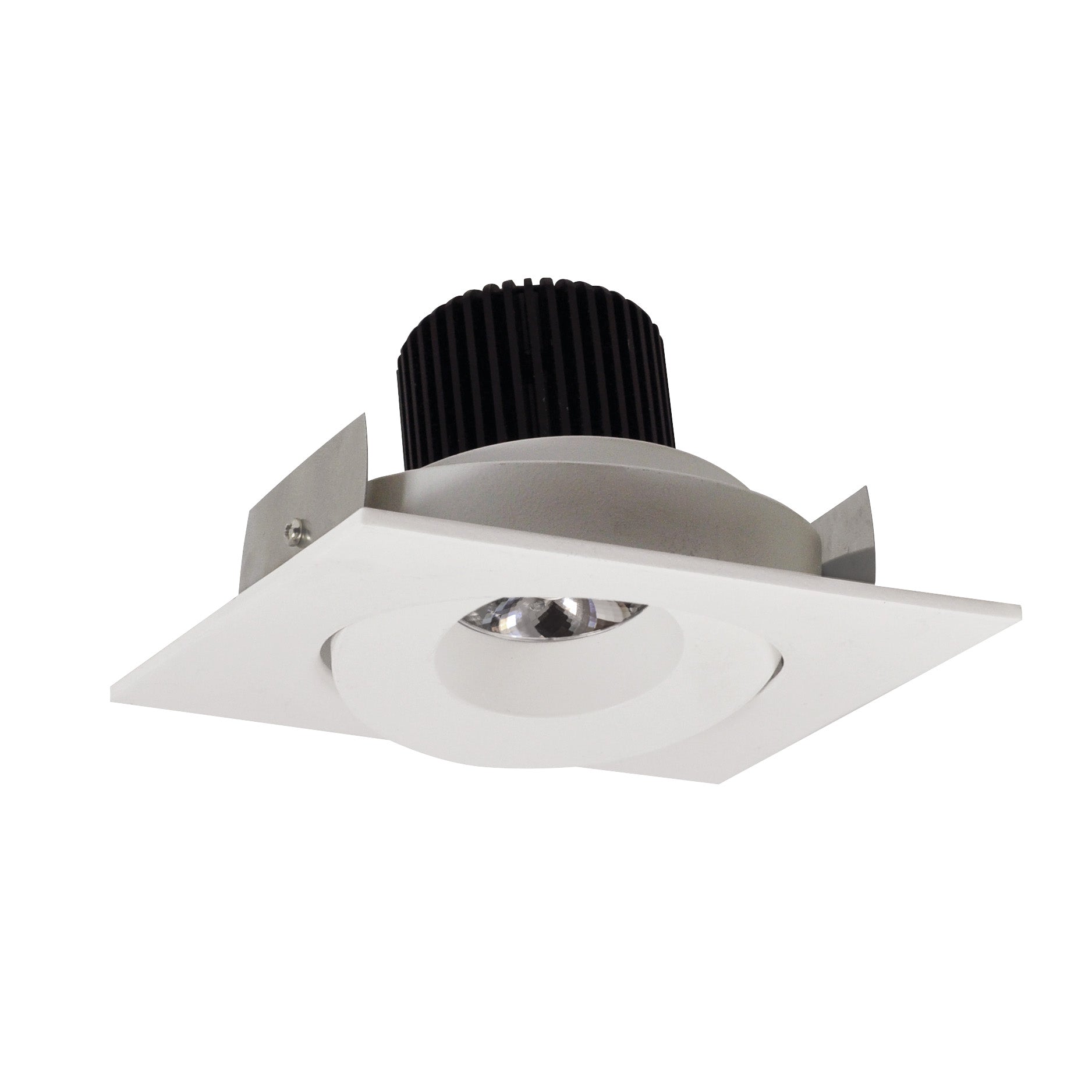 Nora Lighting NIO-4SG40QWW - Recessed - 4 Inch Iolite LED Square Adjustable Gimbal, 10-Degree Optic, 800lm / 12W, 4000K, White Finish