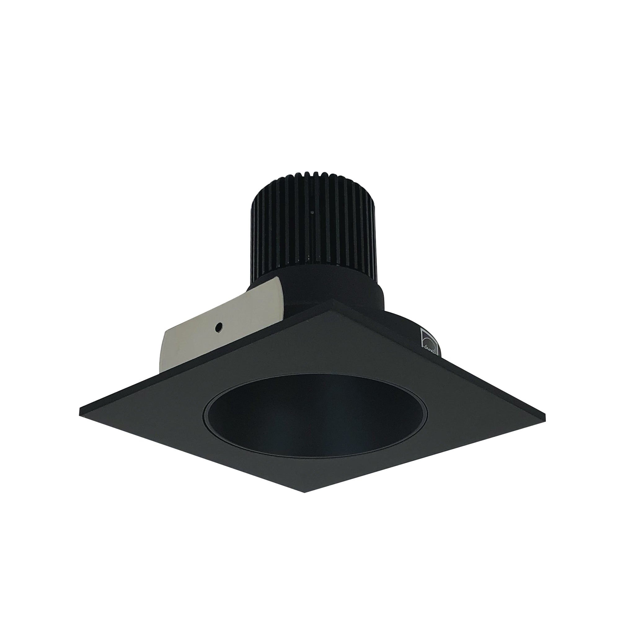 Nora Lighting NIO-4SNDC27QBB - Recessed - 4 Inch Iolite LED Square Reflector with Round Aperture, 10-Degree Optic, 800lm / 12W, 2700K, Black Reflector / Black Flange