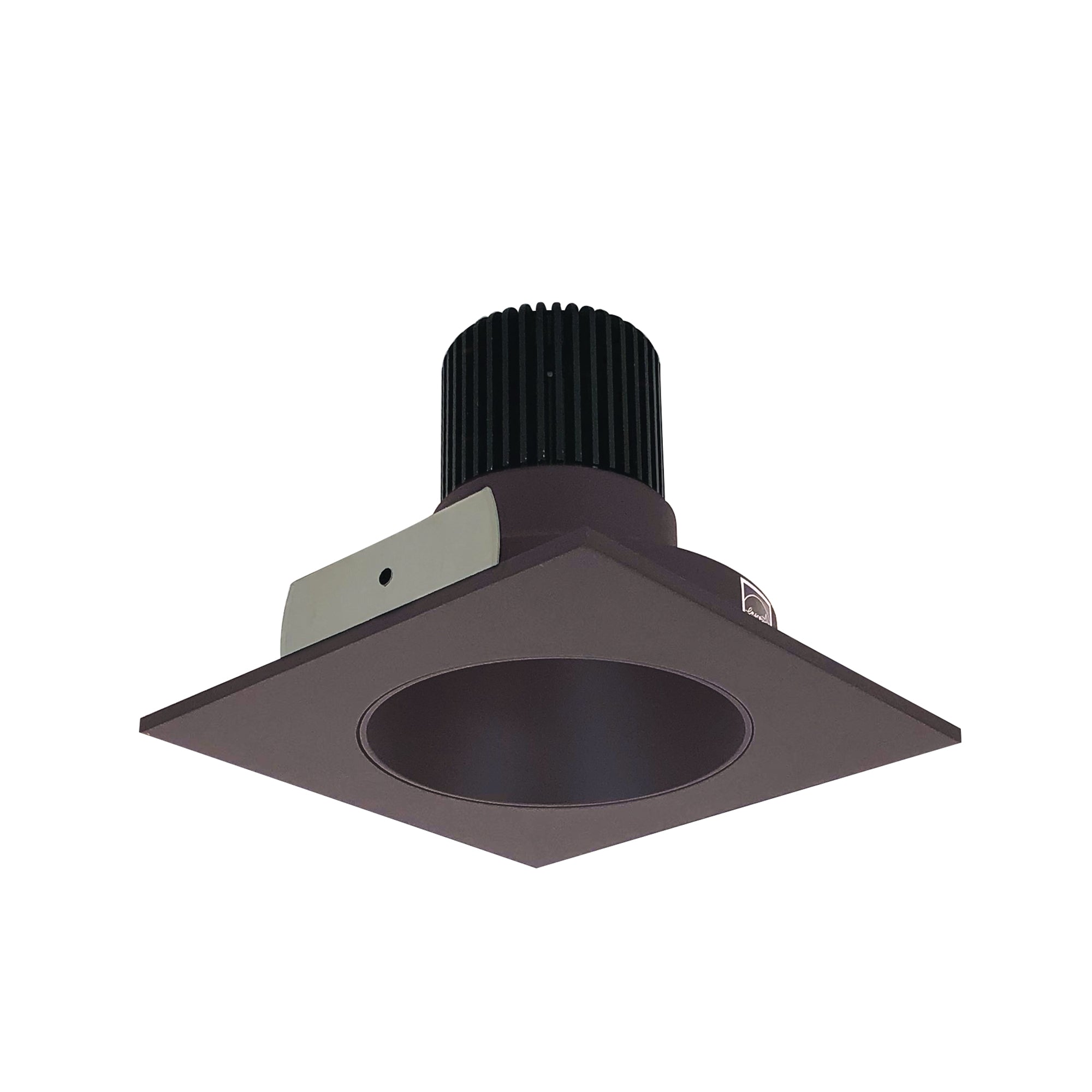 Nora Lighting NIO-4SNDC27QBZ - Recessed - 4 Inch Iolite LED Square Reflector with Round Aperture, 10-Degree Optic, 800lm / 12W, 2700K, Bronze Reflector / Bronze Flange