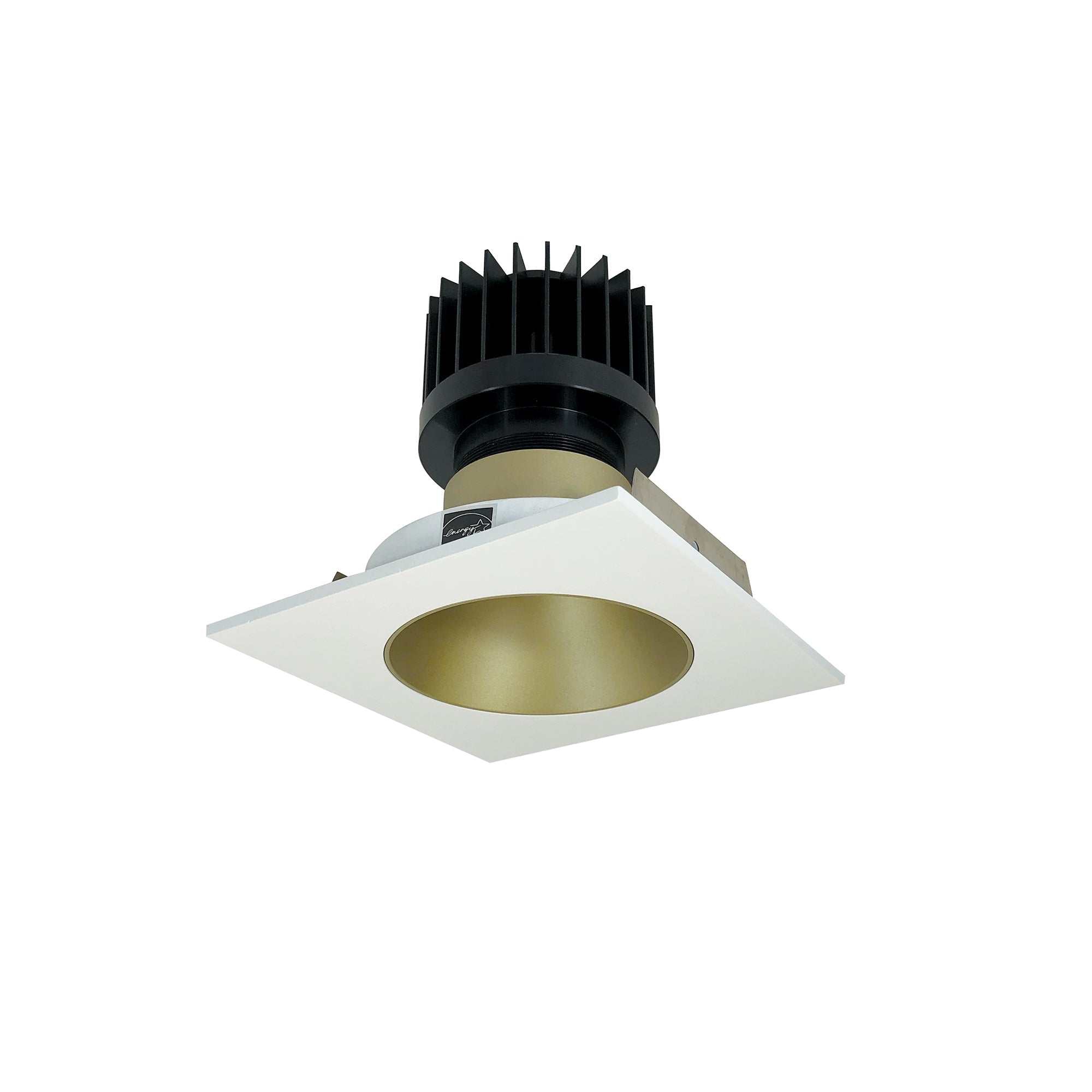 Nora Lighting NIO-4SNDC27XCHMPW/HL - Recessed - 4 Inch Iolite LED Square Reflector with Round Aperture, 1500lm/2000lm/2500lm (varies by housing), 2700K, Champagne Haze Reflector / Matte Powder White Flange