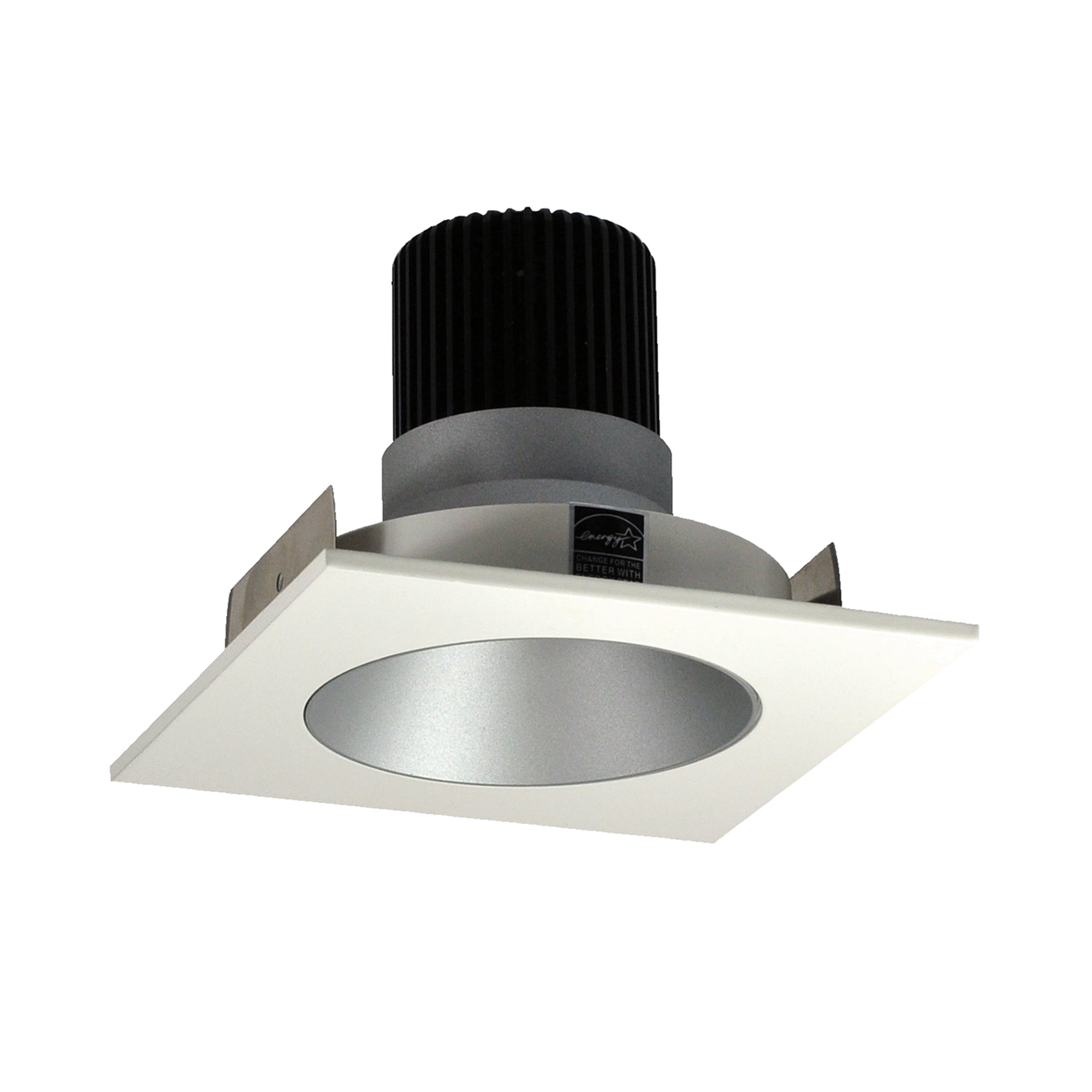 Nora Lighting NIO-4SNDC30QHW - Recessed - 4 Inch Iolite LED Square Reflector with Round Aperture, 10-Degree Optic, 800lm / 12W, 3000K, Haze Reflector / White Flange