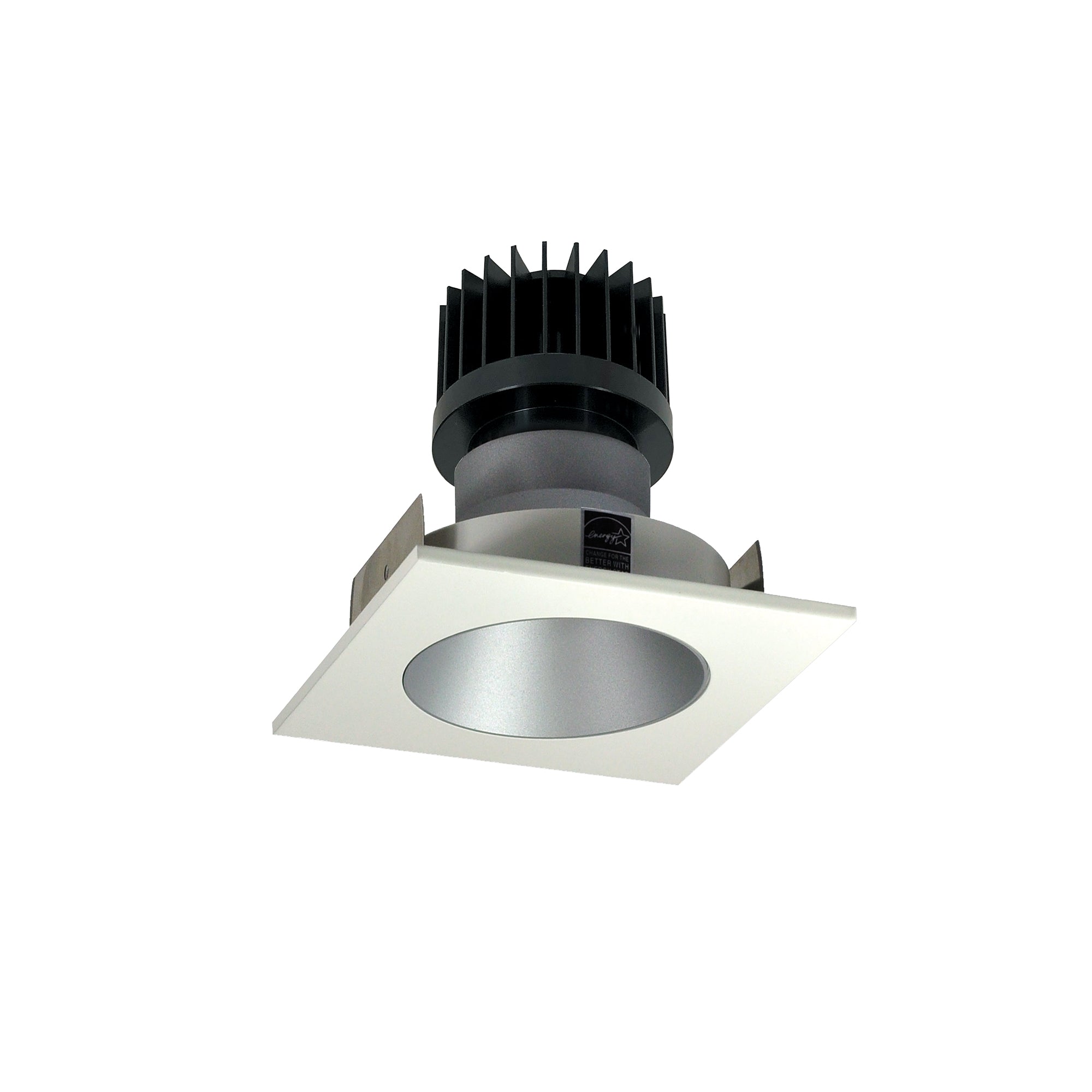 Nora Lighting NIO-4SNDC40XHZMPW/HL - Recessed - 4 Inch Iolite LED Square Reflector with Round Aperture, 1500lm/2000lm/2500lm (varies by housing), 4000K, Haze Reflector / Matte Powder White Flange