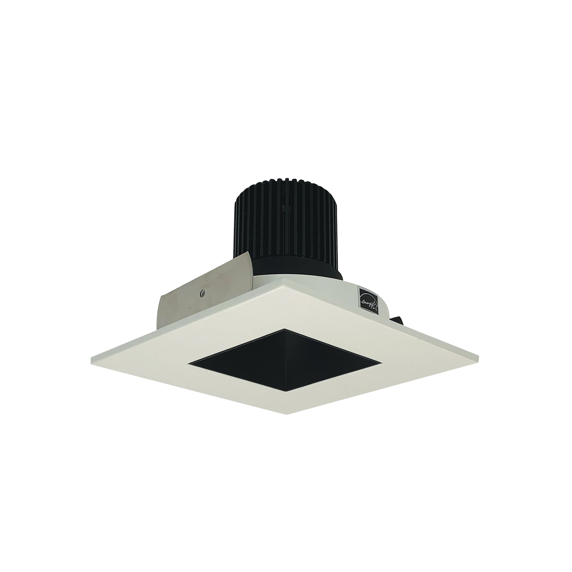 Nora Lighting NIO-4SNDSQ27QBW - Recessed - 4 Inch Iolite LED Square Reflector with Square Aperture, 10-Degree Optic, 800lm / 12W, 2700K, Black Reflector / White Flange