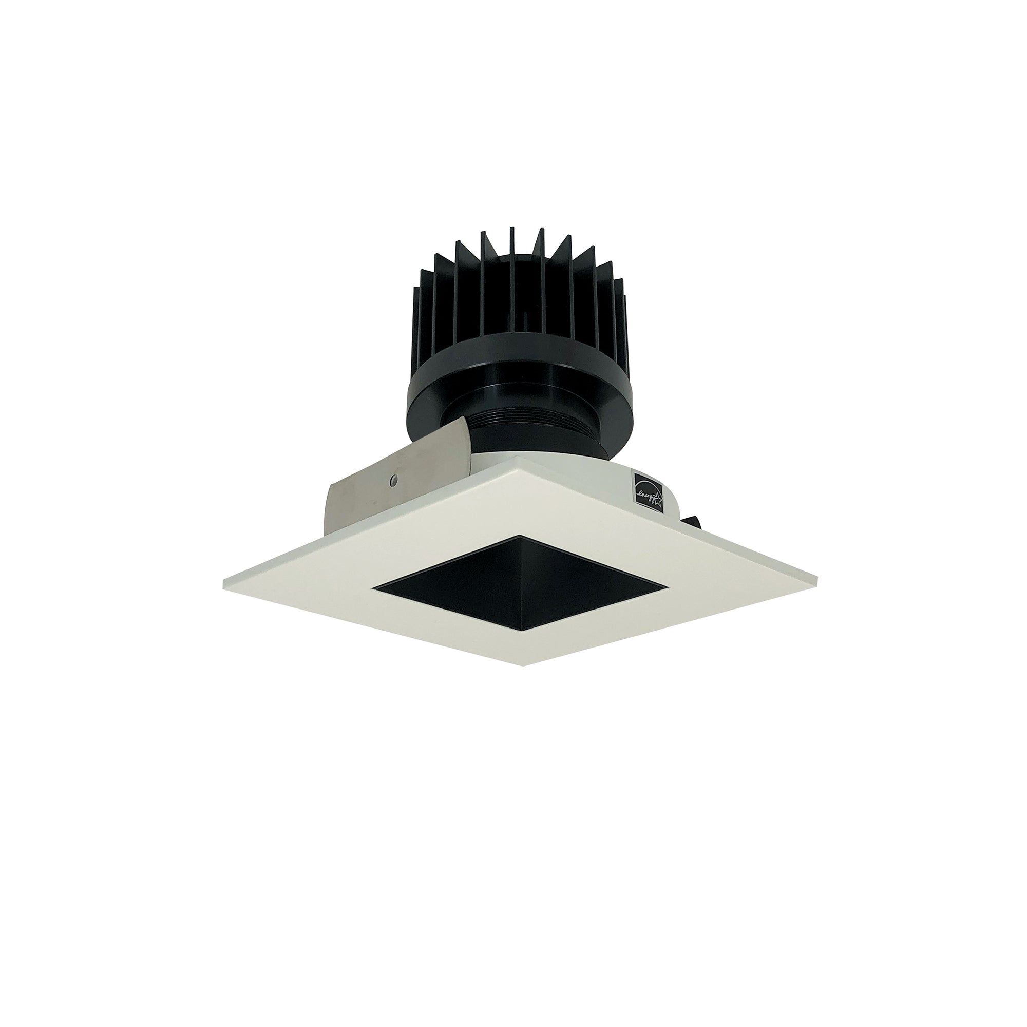 Nora Lighting NIO-4SNDSQ27XBW/HL - Recessed - 4 Inch Iolite LED Square Reflector with Square Aperture, 1500lm/2000lm/2500lm (varies by housing), 2700K, Black Reflector / White Flange