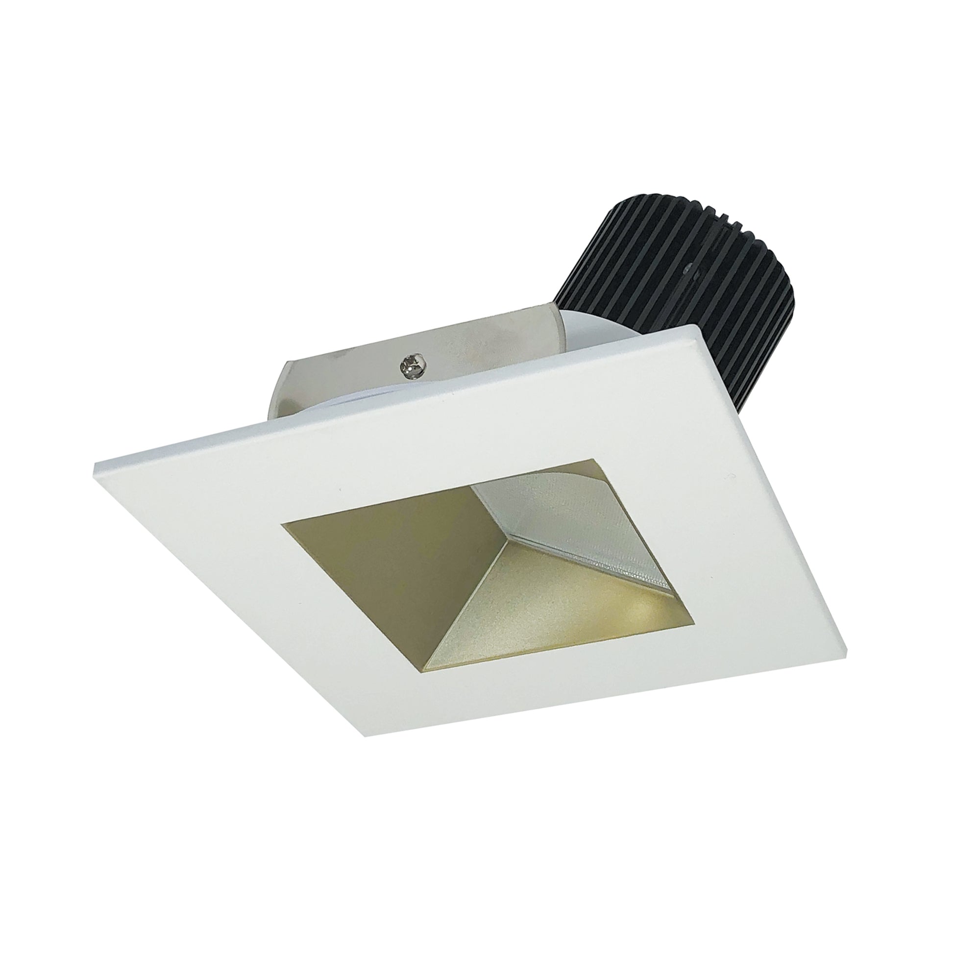 Nora Lighting NIO-4SW27XCHMPW/10 - Recessed - 4 Inch Iolite LED Square Wall Wash, 1000lm / 14W, 2700K, Champagne Haze Reflector / Matte Powder White Flange