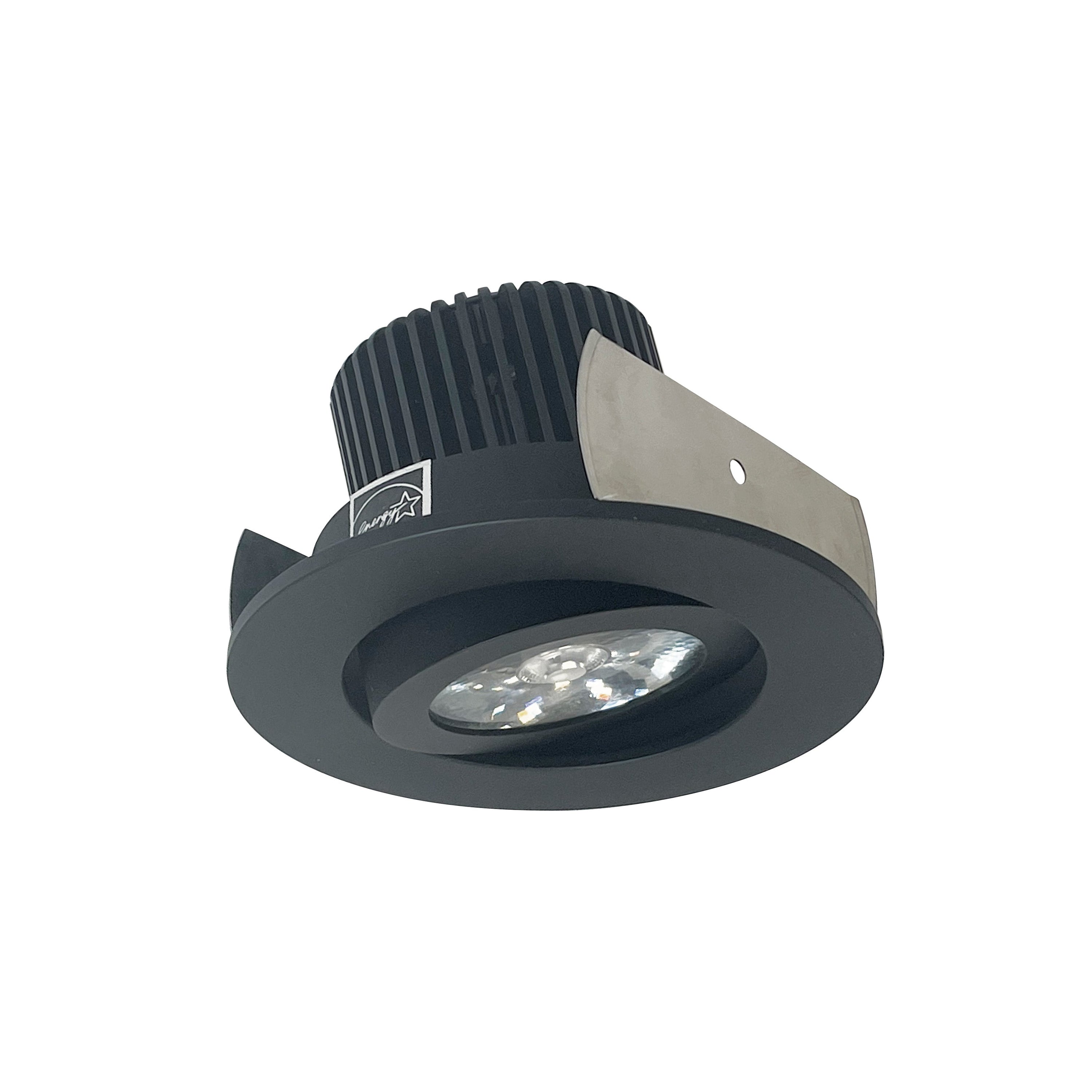 Nora Lighting NIOB-2RG40QBB - Recessed - 2 Inch Iolite LED Round Adjustable Gimbal, 10-Degree Optic, 800lm / 12W, 4000K, Black Finish