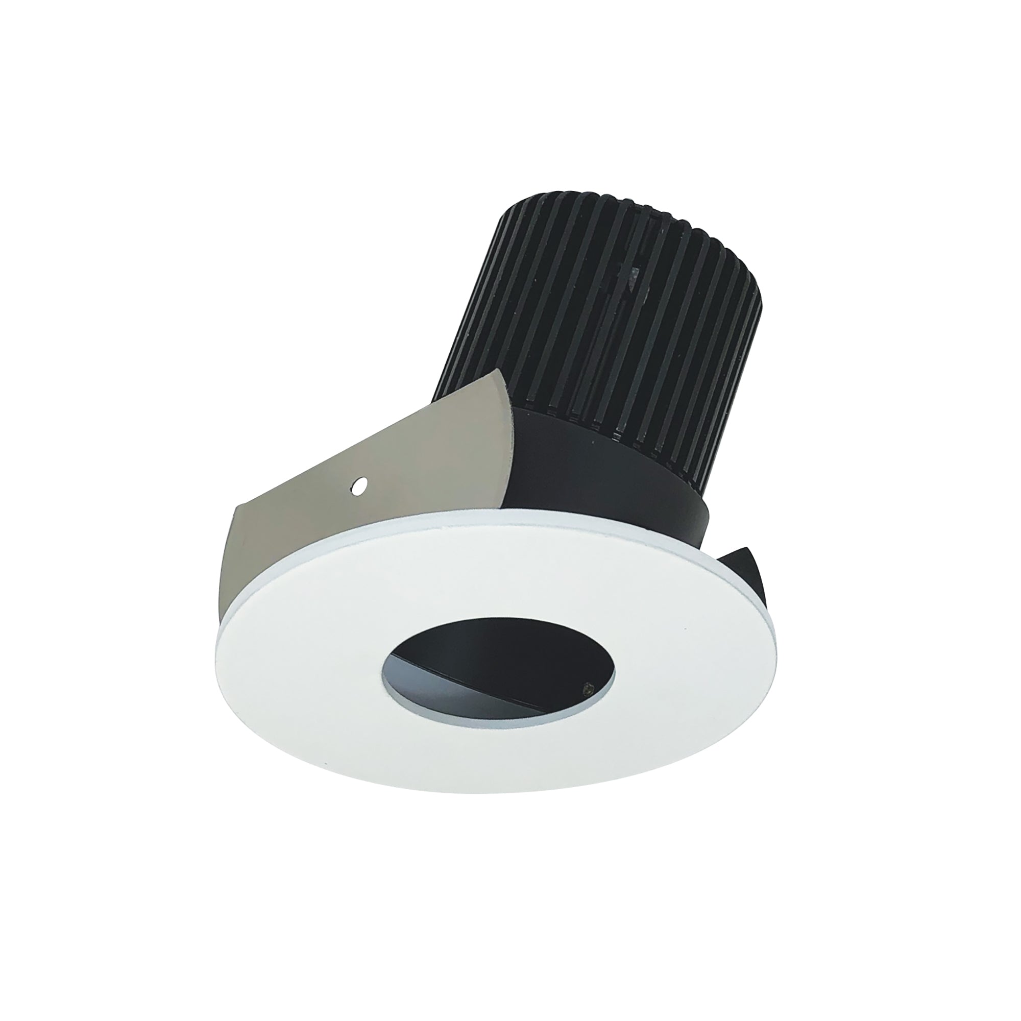 Nora Lighting NIOB-2RPHA27QBMPW - Recessed - 2 Inch Iolite LED Round Adjustable Pinhole, 10-Degree Optic, 800lm / 12W, 2700K, Black Pinhole / Matte Powder White Flange