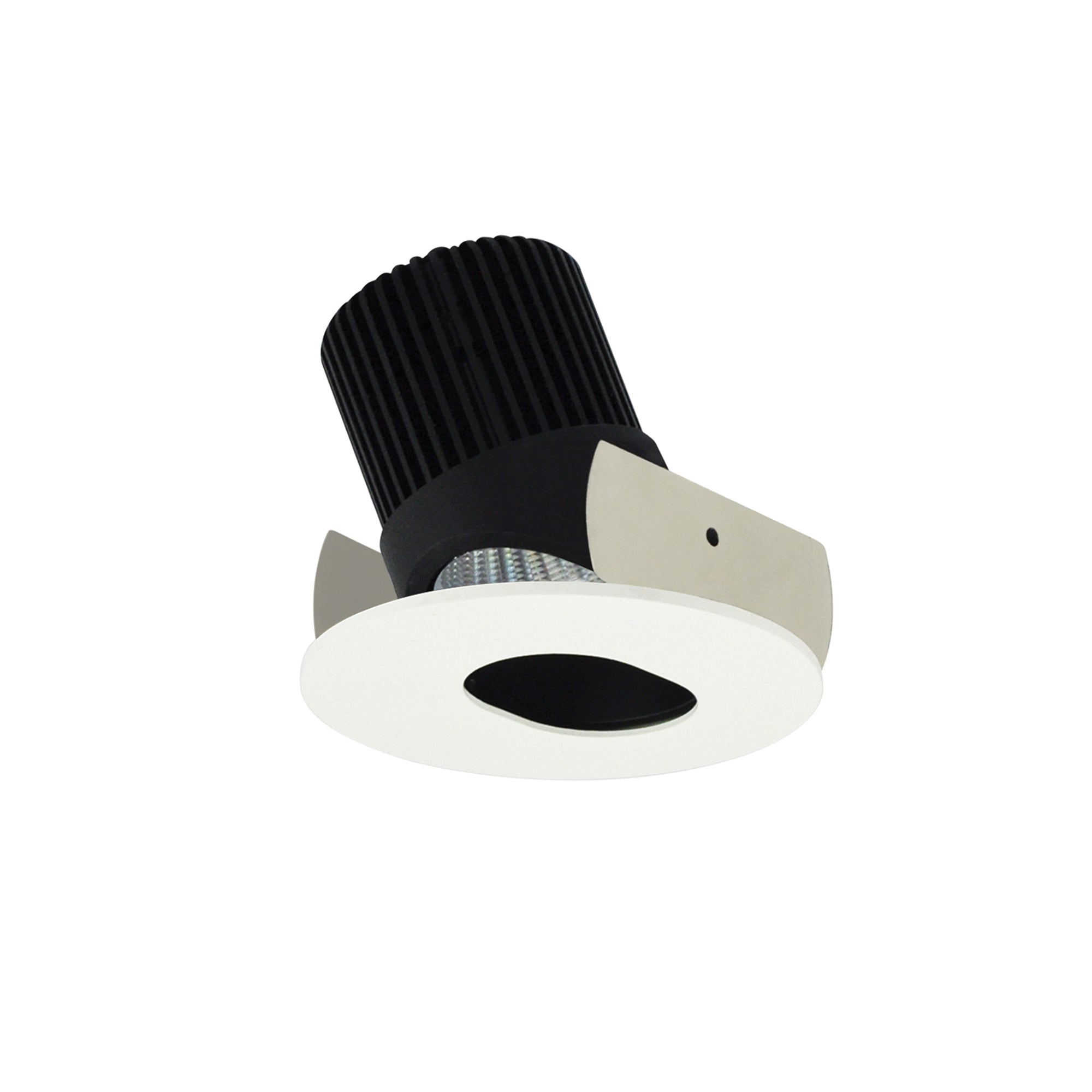 Nora Lighting NIOB-2RSL27QBMPW - Recessed - 2 Inch Iolite LED Round Adjustable Slot Aperture, 10-Degree Optic, 800lm / 12W, 2700K, Black Slot Aperture / Matte Powder White Flange